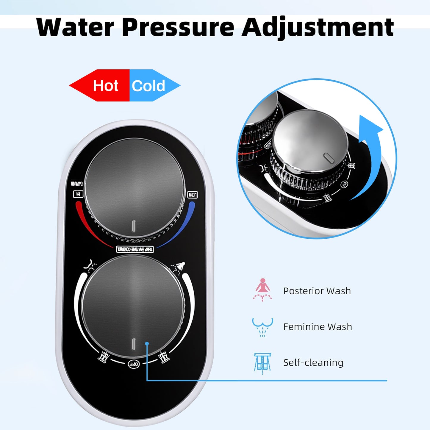 Behome Bidet Attachment for Toilet, Non-Electric Bidet Attachment for Toilet Seat, Easy Install Bidet Toilet Seat Attachment with Adjustable Water Pressure/ Temperature Switch