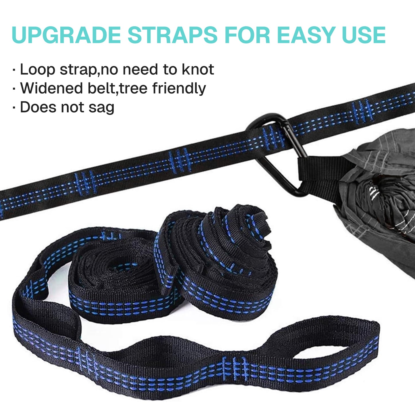 BN-LINK Camping Hammock with Net, Portable Lightweight Hammocks with Tree Straps, Outdoor Hammocks for Backpacking,Beach,Backyard,Patio,Hiking,440 lb Capacity,Gray Black