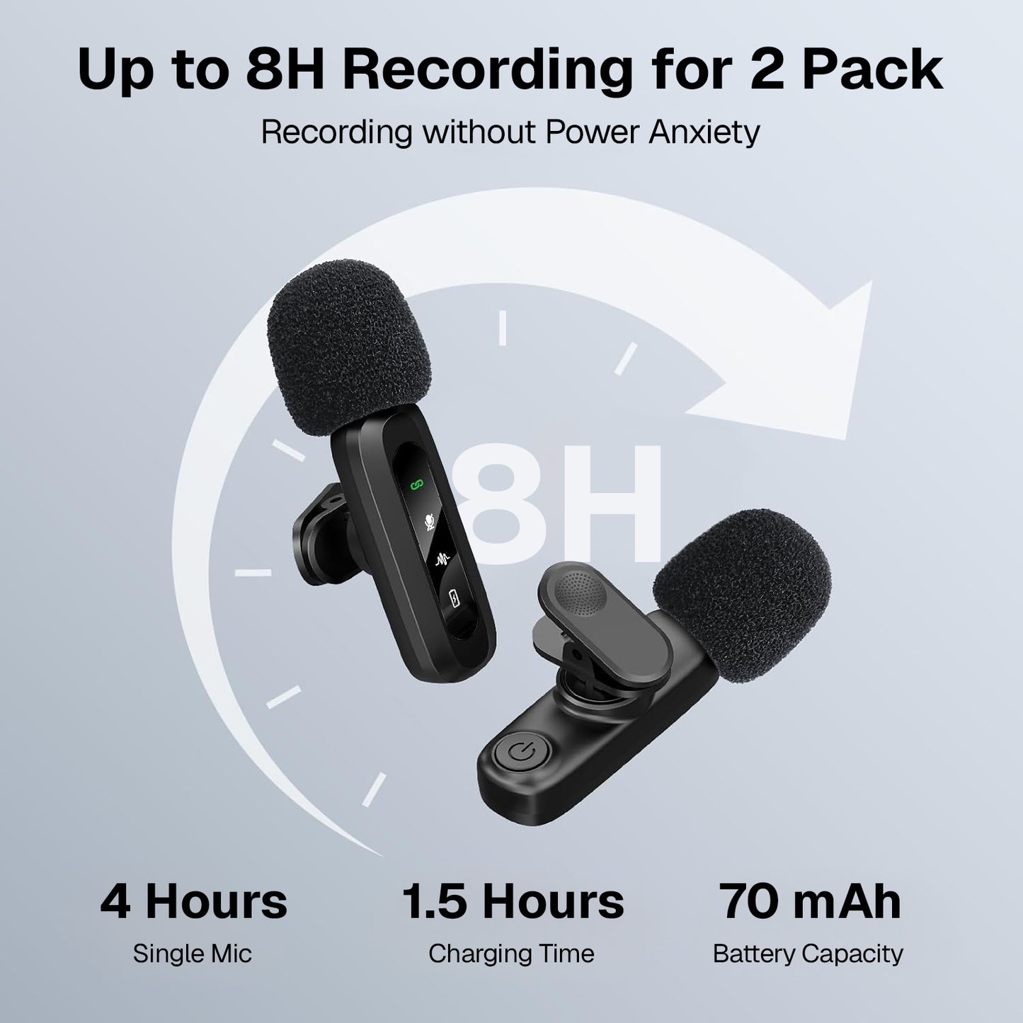 Behome Wireless Lavalier Microphone for iPhone/Android, Mini Microphone with Rotatable Clip & Denoise Recording, for TikTok, YouTube & Interviews