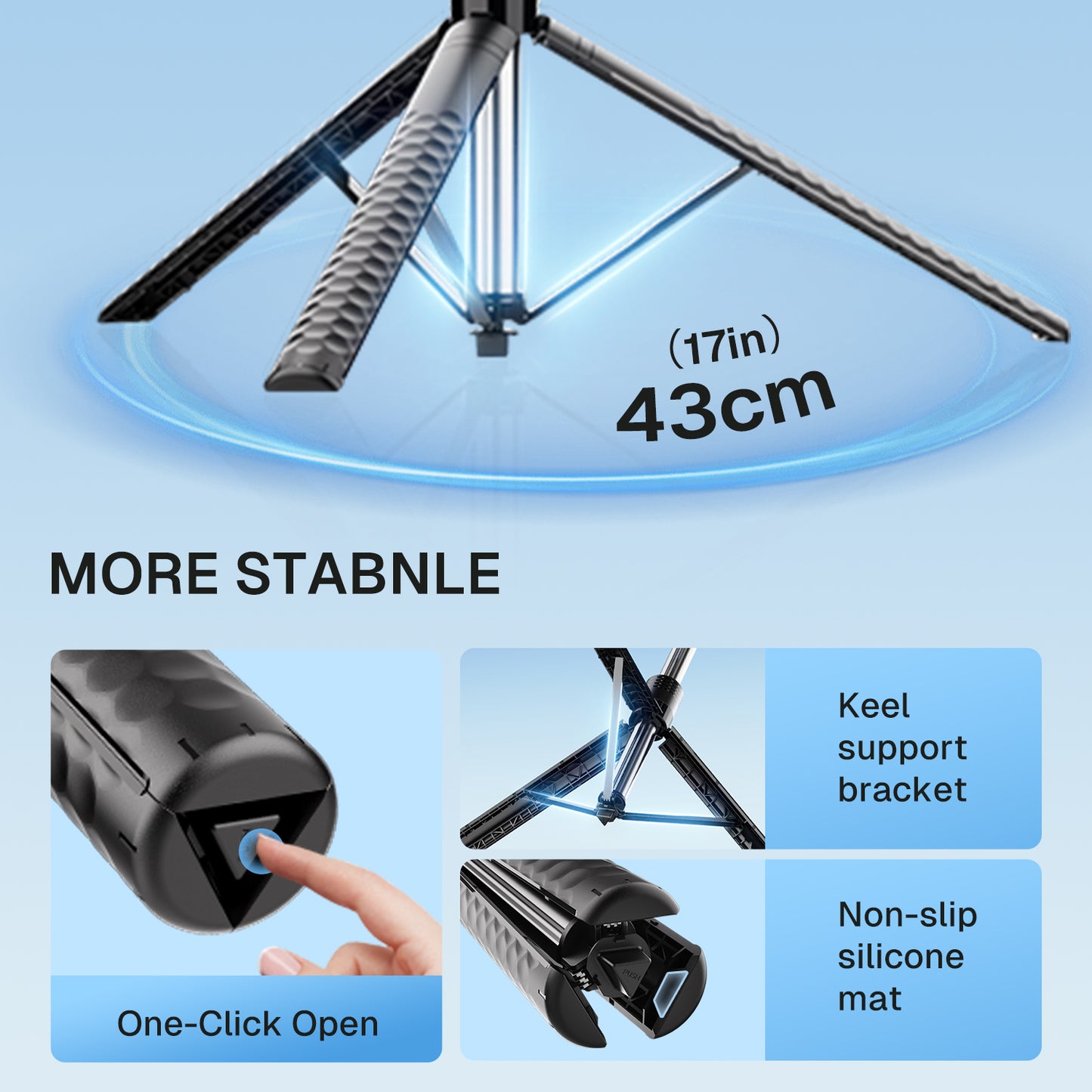 BN-LINK 75" Selfie Stick Tripod with Remote, 360°Rotating Extendable Cell Phone Stand with 1 Phone Holder Accessory, Phone Tripod Compatible with iPhone Android Phone, Camera
