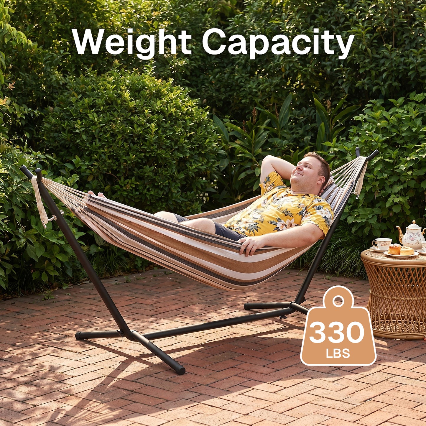 BN-LINK Hammock with Steel Stand, Adjustable Hammock Bed with Carry Bag, 330 lb Capacity Outdoor Hammocks for Outside, Backyard, Garden,Camping
