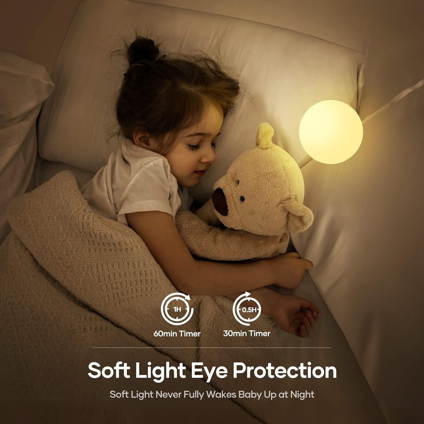 BN-LINK Egg Night Light for Nursery, Rechargeable LED Touch Lamp with 7 RGB Colors, Stepless Dimming, Egg Light for Kids' Bedroom, Reading, Travel & Gifts
