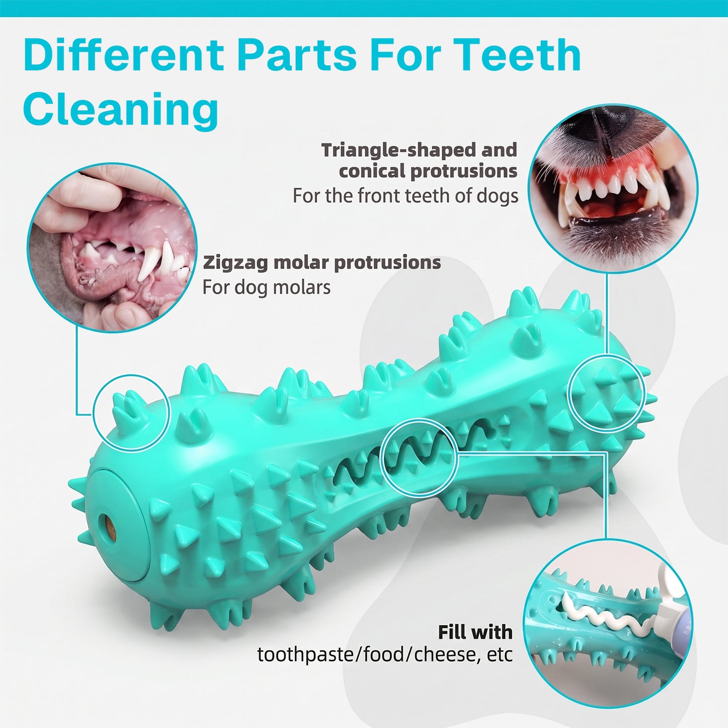 BN-LINK Squeaky Dog Chew Toy, Tough Durable Dog Toy with Toothbrush, Indestructible Dog Toy for Aggressive Chewers, Large Medium Breed, Teeth Cleaning