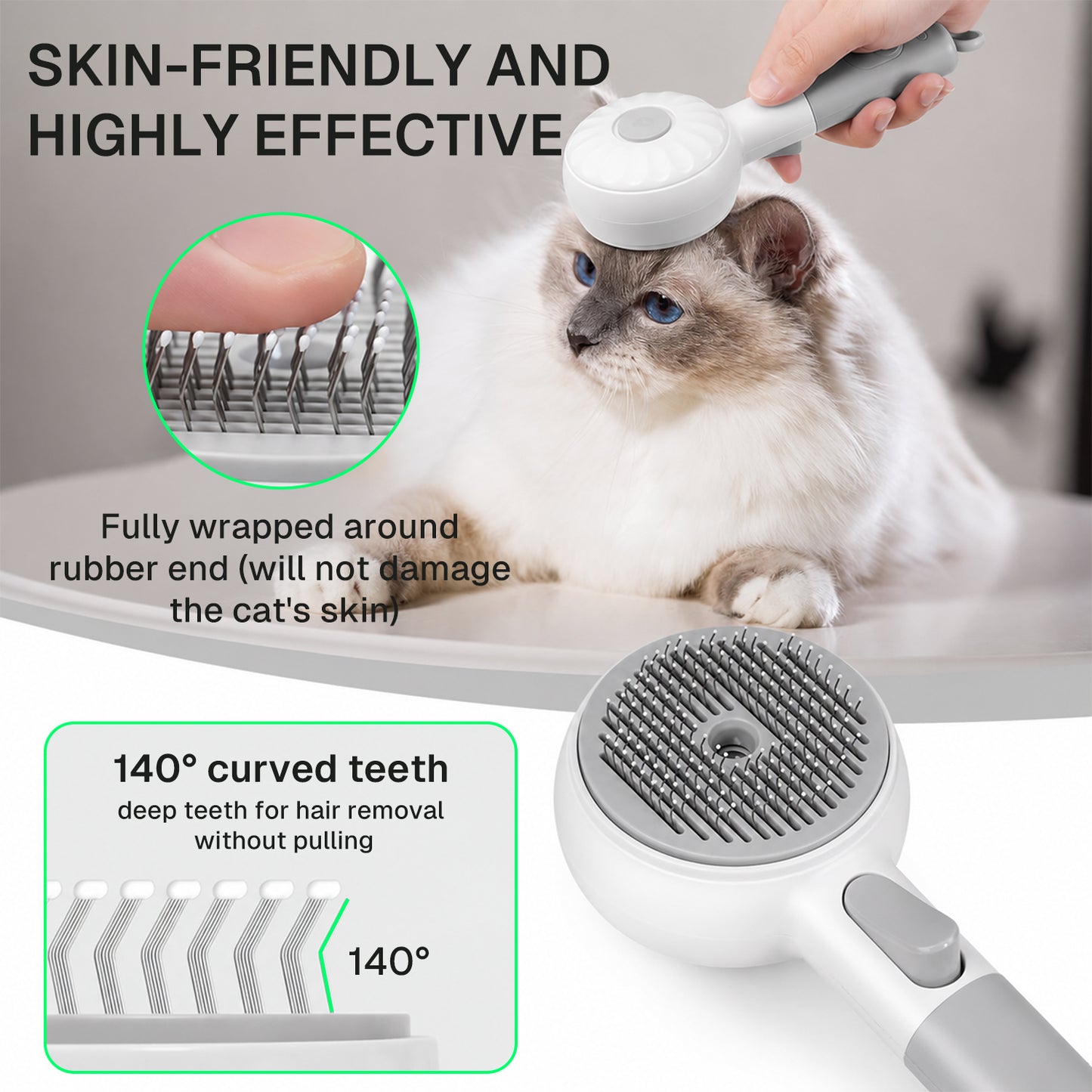 Behome Pet Steam Brush for Cats & Dogs, Self-Cleaning Cat Brush with 2 Water Spray Modes, Anti-Static Dog Brush for Shedding & Grooming