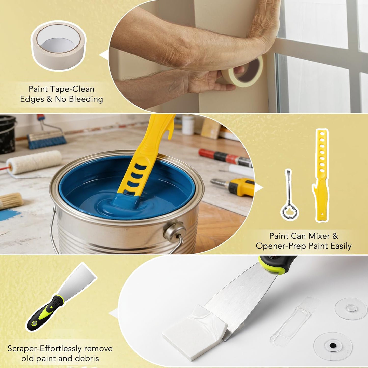 BN-LINK 15-Piece Paint Roller Kit, 9 Inch & 4 Inch Paint Roller Set with Extension Pole, Paint Tray, Paint Brush, Drop Cloth & Stir Stick, Painting Supplies for Walls & Room Painting