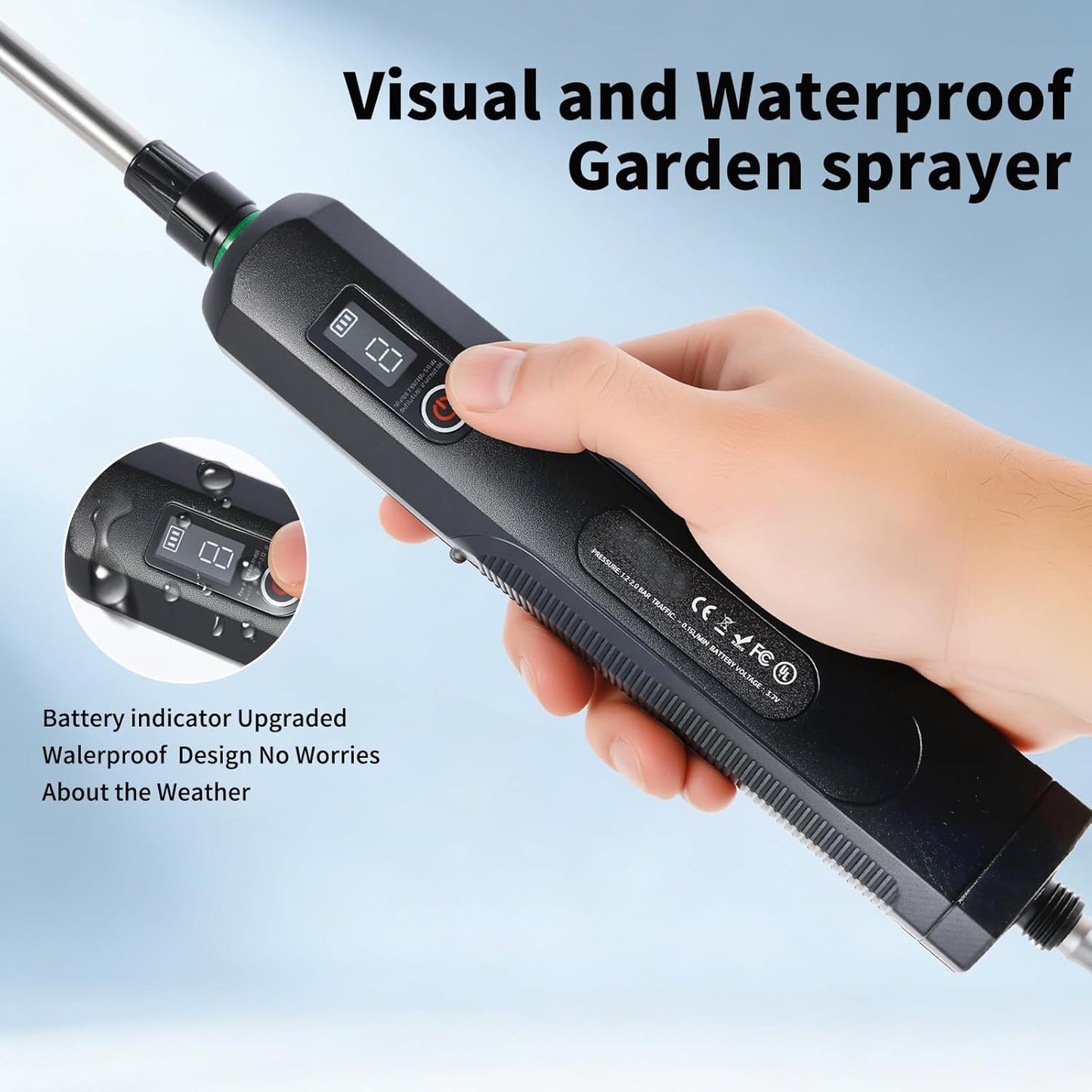 BN-LINK 1.3 Gallon Battery Powered Sprayer, Electric Sprayer with 4 Nozzles, 3 Adjustable Speed, Retractable Wand & Battery Indicator, Backpack Sprayer for Garden, Yard, Lawn