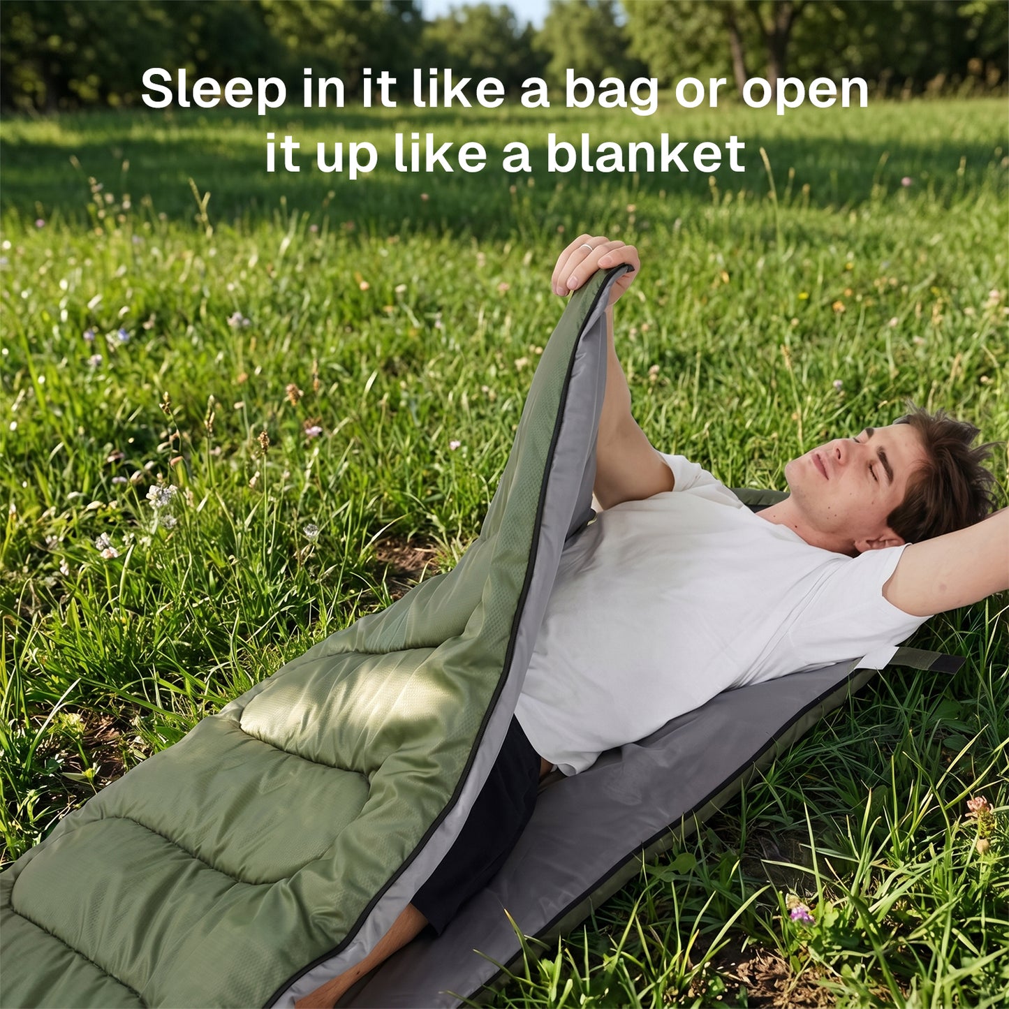 BN-LINK 2-In-1 Blanket & Sleeping Bags for Adults, 3-Season Cold & Warm Weather, Lightweight Waterproof Camping Sleeping Bag for Hiking, Traveling