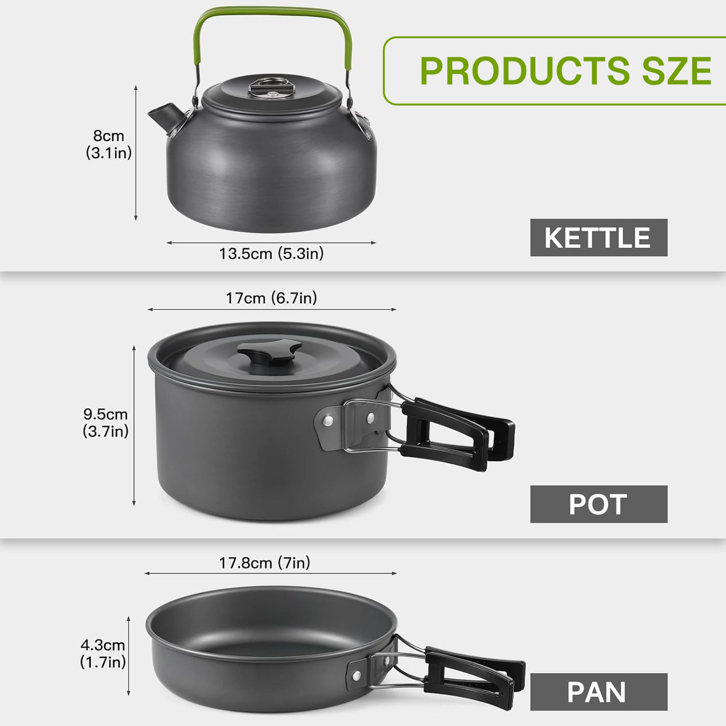 BN-LINK 22pcs Camping Cookware Mess Kit, Lightweight Camping Cooking Set, Camping Pots and Pans Set for Camping Backpacking Hiking