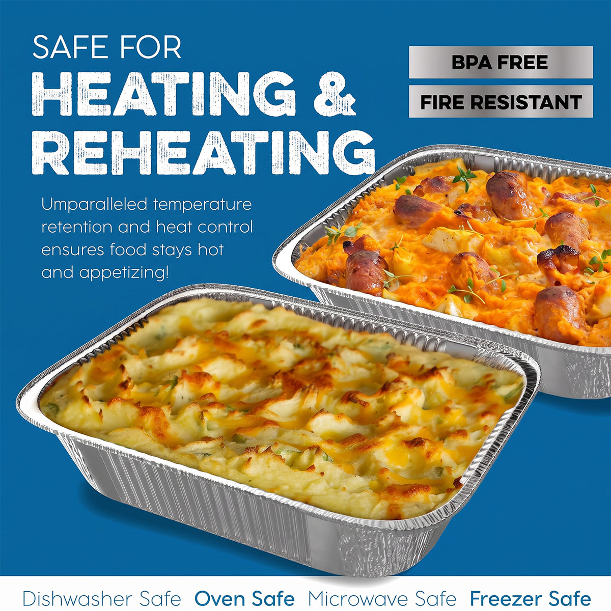 Behome 30 Pack Aluminum Pans, 10.31” x 12.8” Disposable Aluminum Baking Cake Pans, Heavy Duty Aluminum Roasting Trays for Baking, Cooking Food