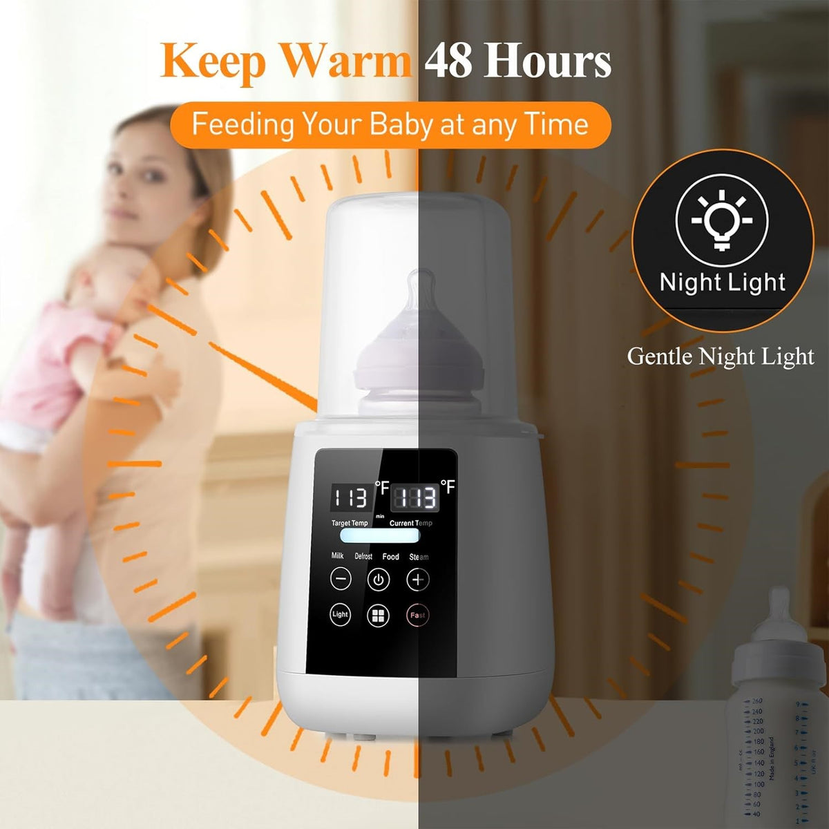Behome Bottle Warmer, 8-in-1 Fast Milk Warmer for Breastmilk and Formula, Accurate Temperature Control