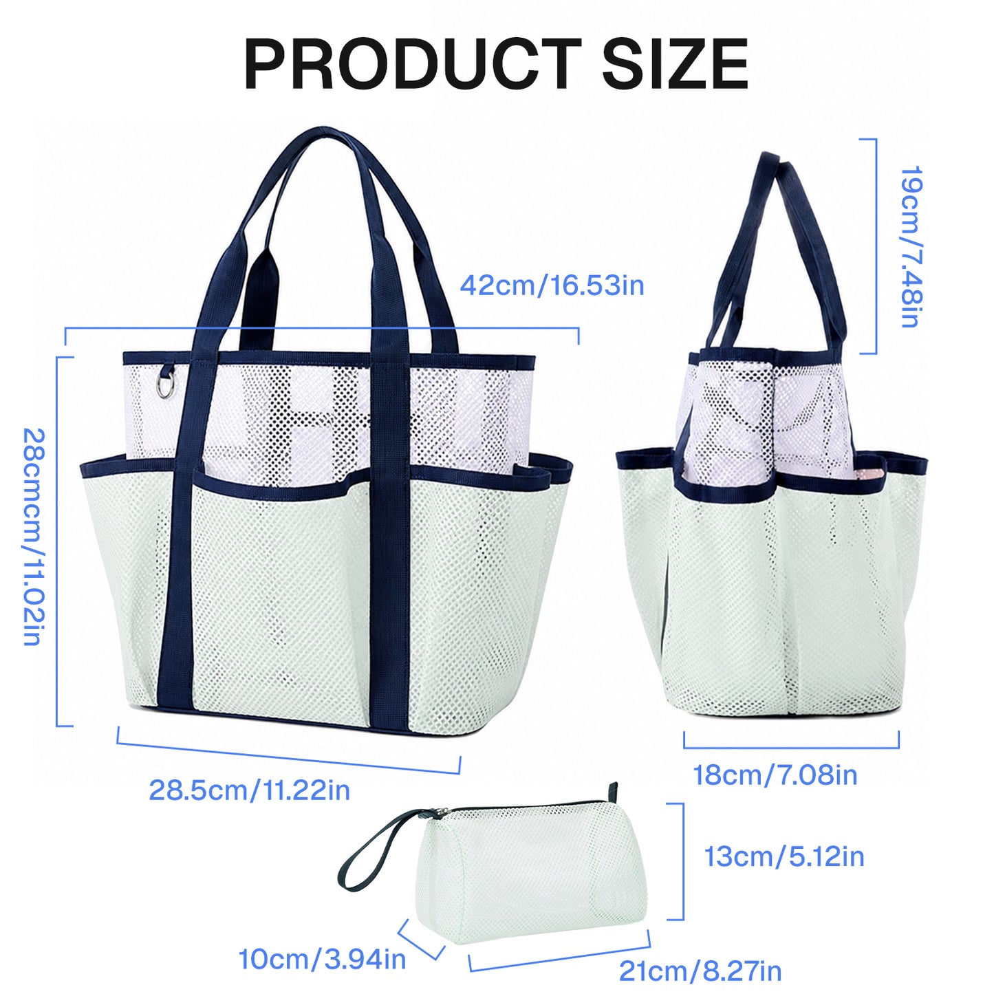 BN-LINK Beach Bag,Breathable Mesh Beach Tote Bag, Foldable Large Swim Pool Bag with 8 Pockets for Swimming,Travel, Vacation Essentials,Green