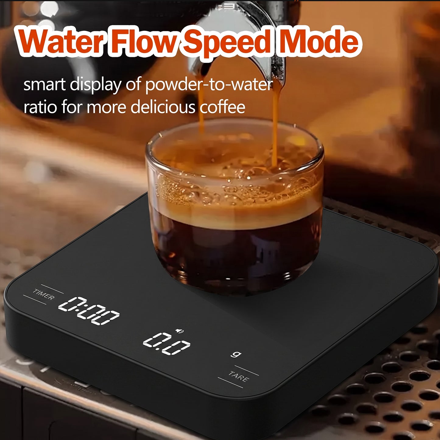 Behome Coffee Scale with Timer,0.1g Precision Mini Espresso Scale,Rechargeable Digital Scale for Espresso, Pour Over, Baking,4 Modes, LED Display,Silicone Waterproof Cover,Black