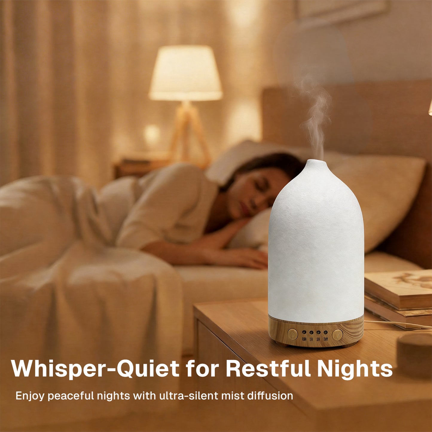 Behome 100ML Ceramic Essential Oil Diffuser, Ultrasonic Diffuser with 7-Color LED Lights, Scent Diffuser with Timer & Auto Shut-Off, for Home, Office, Yoga