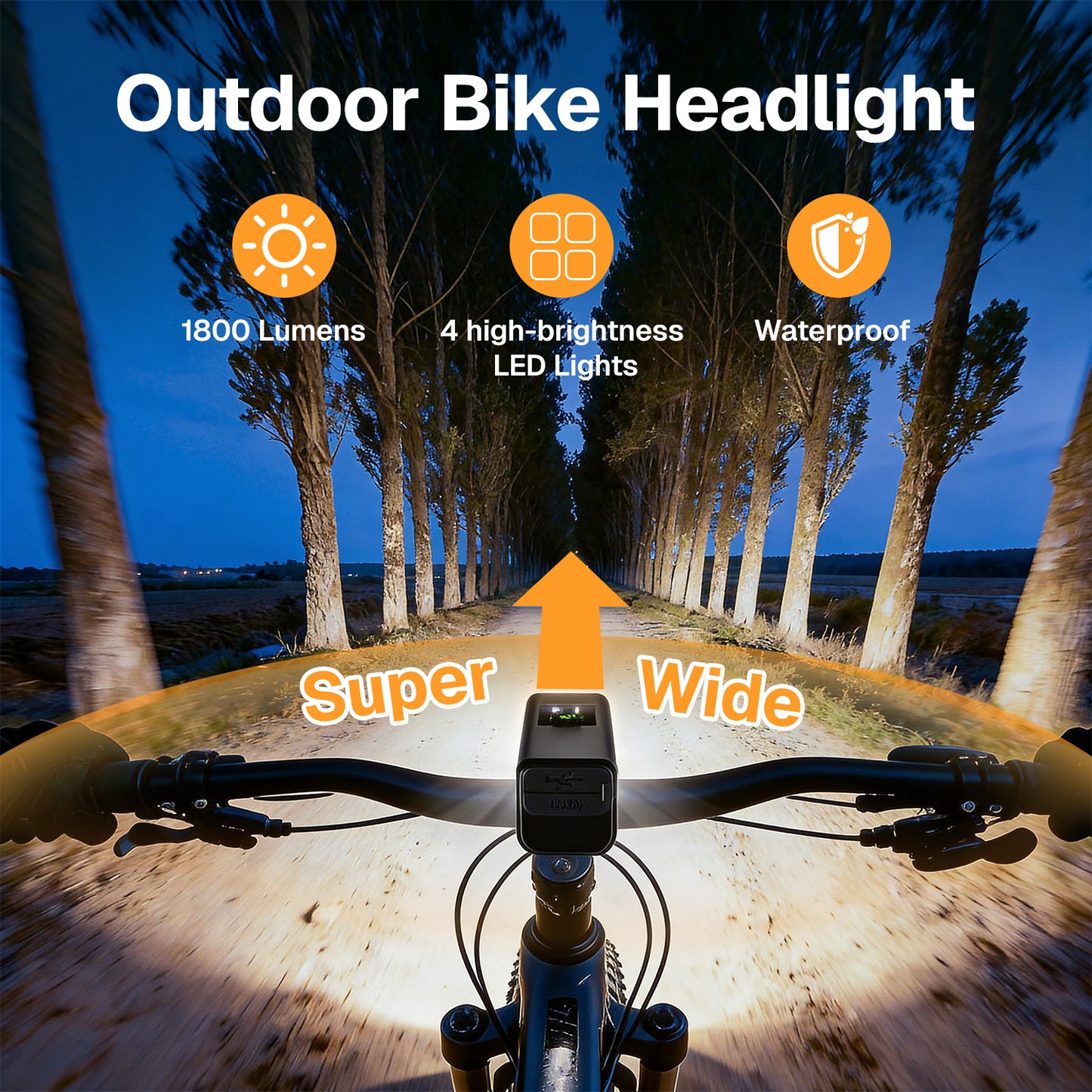 Behome Bright Bike Light for Night Riding, USB Rechargeable Bicycle Light Set, 4 LED High Brightness Bicycle Headlight Set, Waterproof Bicycle Front Headlight and Back Taillight, Aluminum Bike Access