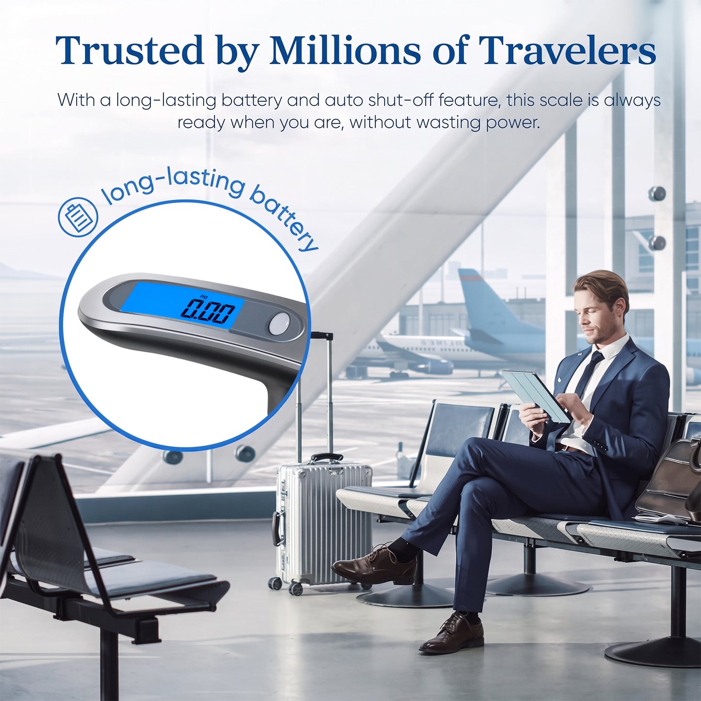 Behome Digital Luggage Scale, Hanging Baggage Scale with Temperature Sensor, Portable Travel Suitcase Weighing Scale with LCD Display, 110 Pounds, Battery Included