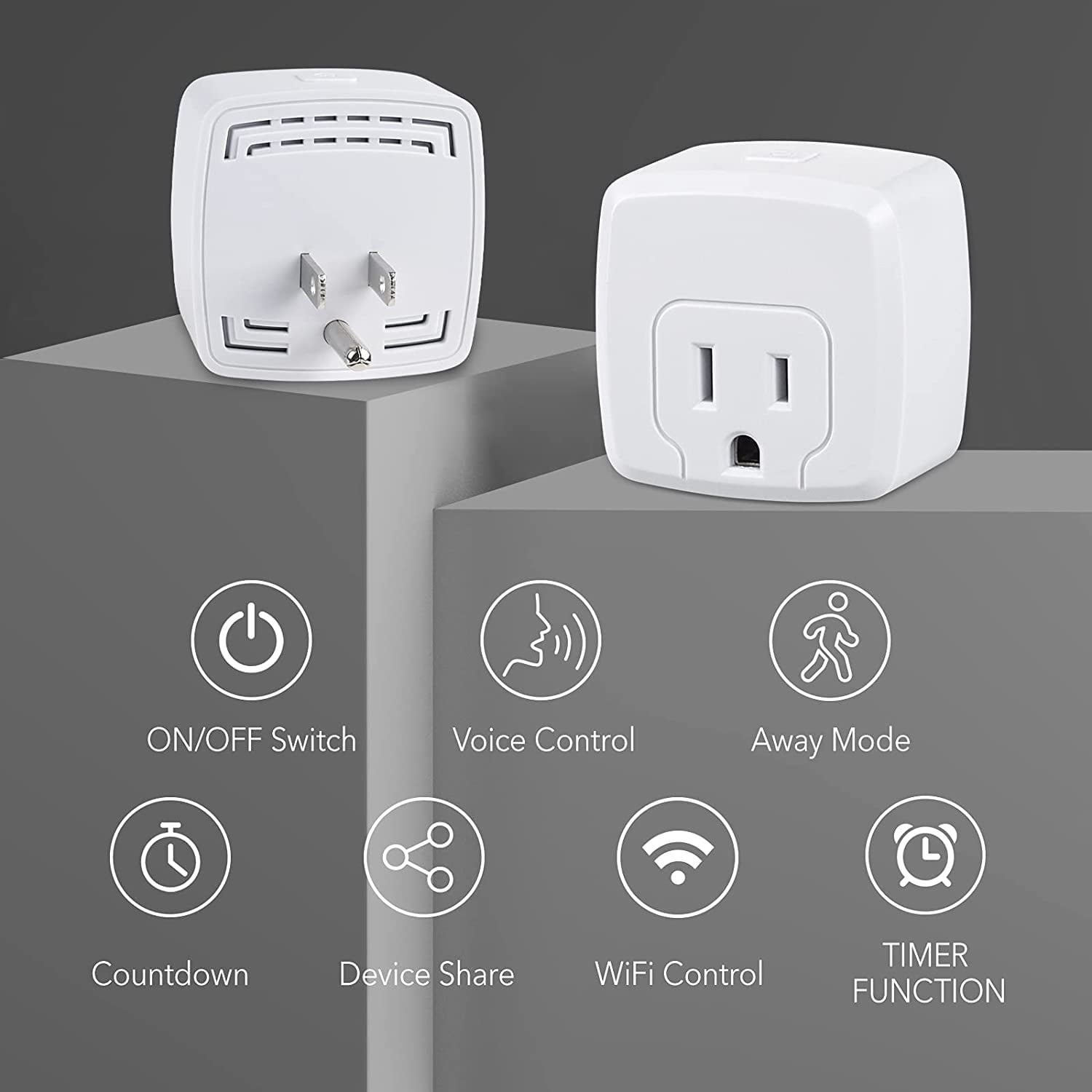 HBN Smart Plug Mini 15A, WiFi Smart Outlet Works with Alexa, Google Home Assistant, Remote Control with Timer Function, No Hub Required, ETL Certified, 2.4G WiFi Only, 2-Pack