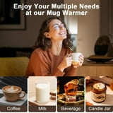 BN-LINK Coffee Mug Warmer with Light, Electric Cup Warmer for Desk with 3 Temperature Settings, Auto Shut Off, Beverage Warmer for Heating Coffee, Milk, Tea and Hot Chocolate(Wood Color)