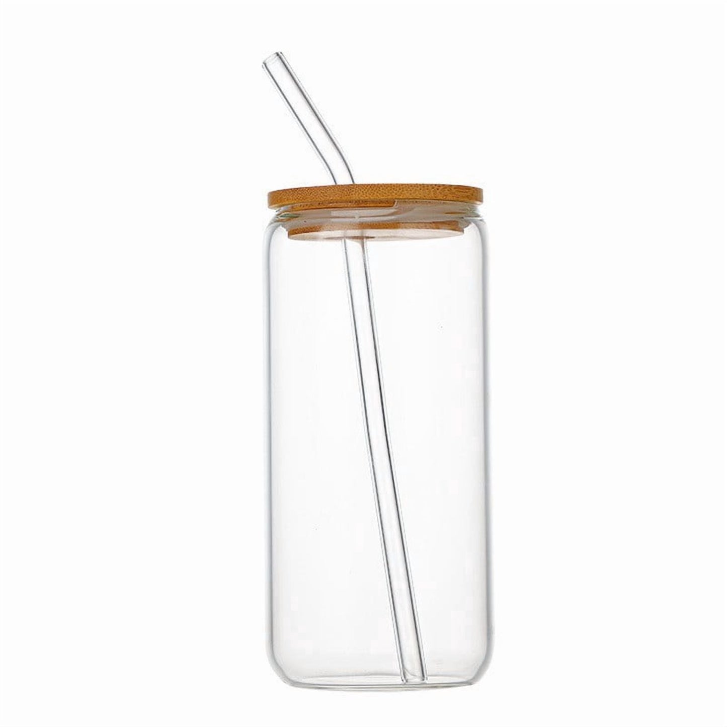 4pcs Glass Cups with Bamboo Lids and Straws for Cocktail, Whiskey, Tea, Gift