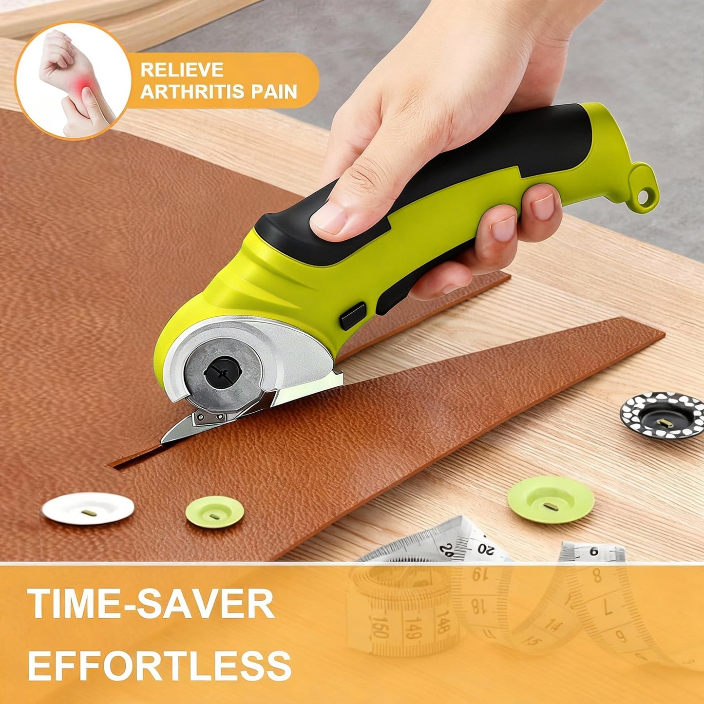 Behome Cardboard Cutter, Rechargeable Electric Box Cutter with 2 Blades&Safety Lock, Electric Scissors for Leather Carpet Plastic Cutting, Green