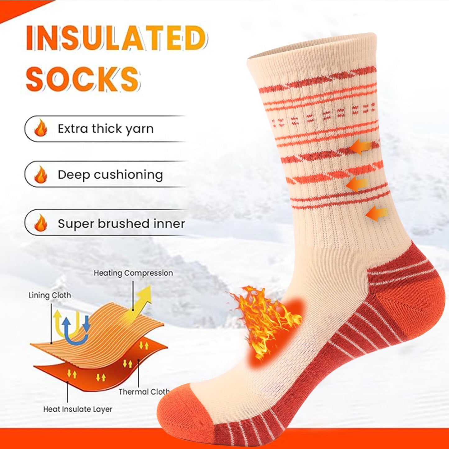 Behome 5 Pairs Woman Winter Socks, Thick Warm Walking Hiking Socks for Ladies, Thermal Thick Wool Socks for Woman