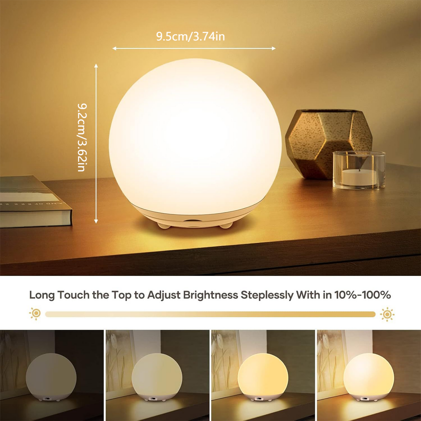 BN-LINK Egg Night Light for Nursery, Rechargeable LED Touch Lamp with 7 RGB Colors, Stepless Dimming, Egg Light for Kids' Bedroom, Reading, Travel & Gifts