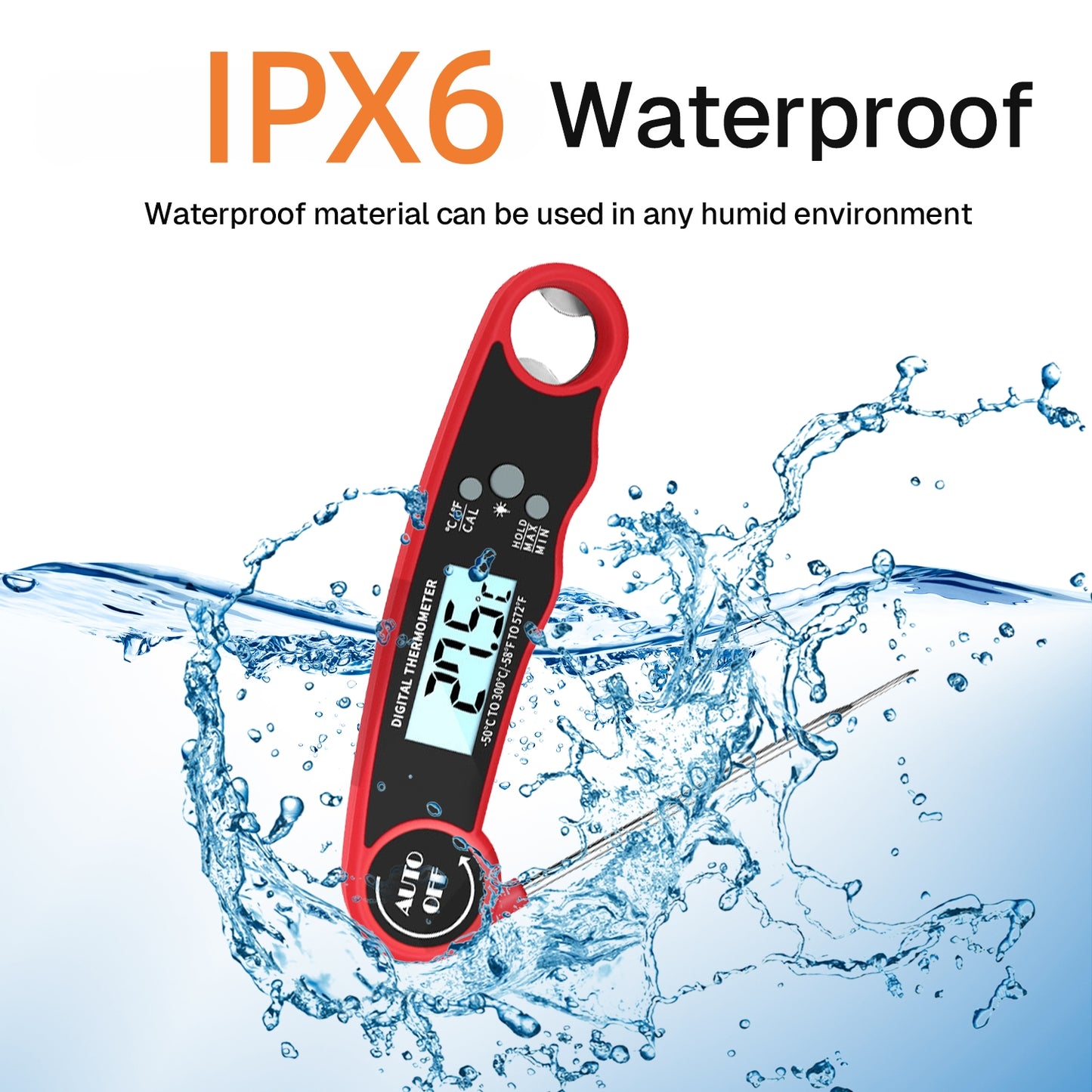 Behome Meat Thermometer, Food Thermometer for Cooking Kitchen Gadgets, Waterproof Digital Instant Read Meat Thermometer for Kitchen and Outside, BBQ, Turkey, Candy, Liquids, Beef