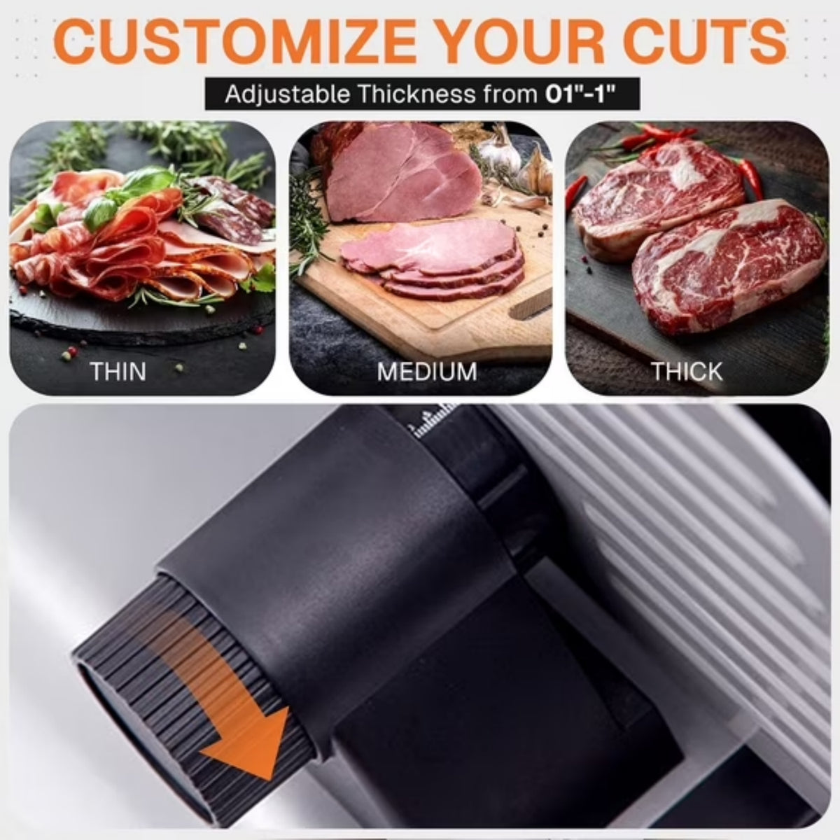Behome Meat Slicer 200W Electric Automatic Meat, Deli Food Slicer ,Adjustable Thickness for Home Use,Removable 7.5 IN Stainless Steel Blade & Food Pusher,Cuts Meat, Bread and Cheese