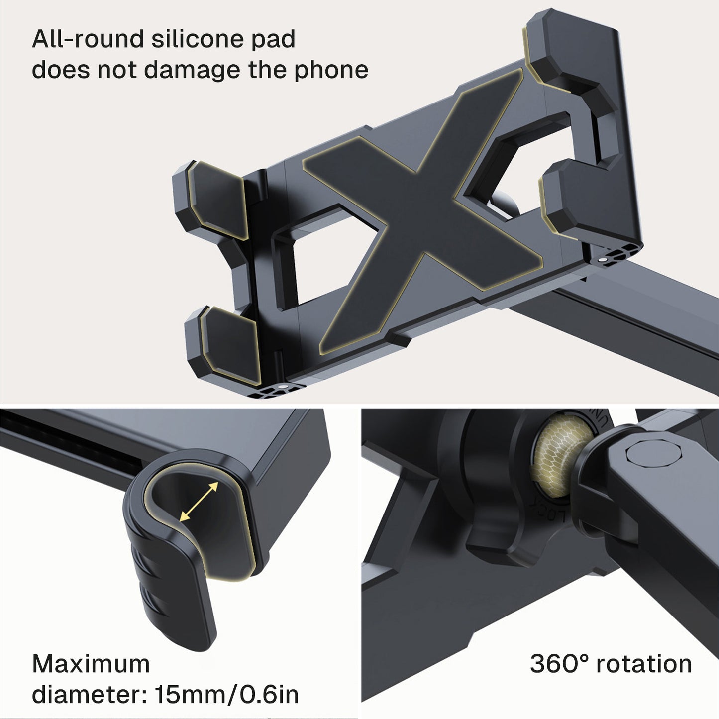Behome Car Headrest Tablet Holder, Adjustable Tablet Holder for Car with Extension Arm, iPad Car Mount for iPad Pro, Air, Mini, Cell Phone,Galaxy Tab , All 4.7-12.9" Screen Devices