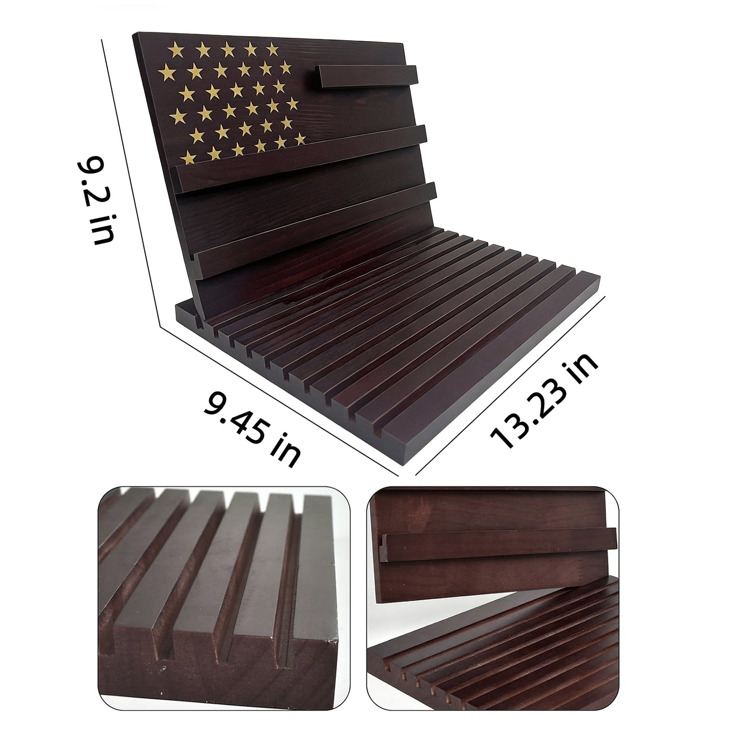 Behome Challenge Coin Display, 12-Row Solid Wood Coin Holder with Sloped Base, Holds 72-100 Coins, Coin Holders for Collectors, Coins Not Included, Brown