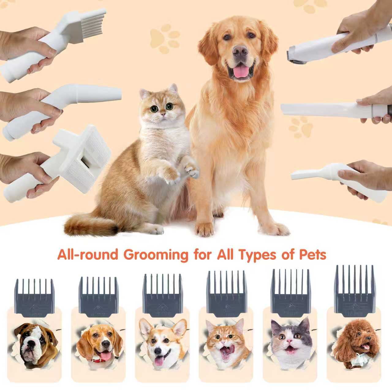 Behome Dog Grooming Vacuum, 8 in 1 Dog Grooming Kit, Pet Grooming Vacuum for Dogs with 3 Modes, 2.2L Dust Cup for Shedding Pet Hair, Home Cleaning