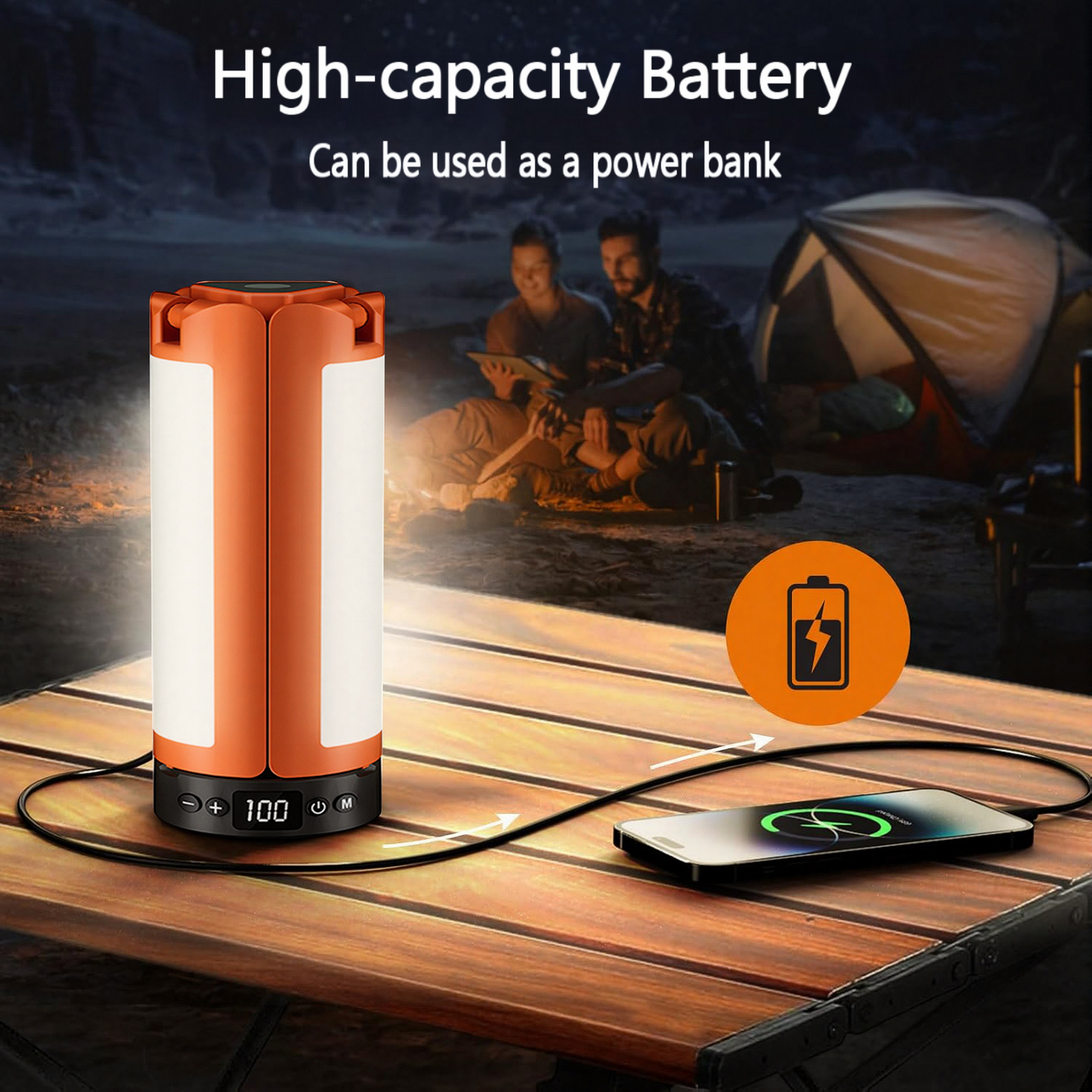 BN-LINK Rechargeable Camping Lights with 8 Light Modes, Foldable Work Light with Stand & 3 Heads & Magnetic Base, Waterproof Camping Lantern for Hiking, Camping, Emergency Use