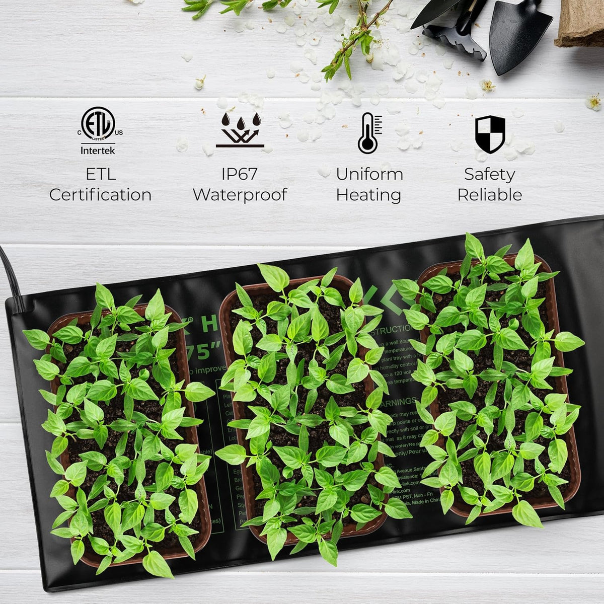 BN-LINK Seedling Heat Mat Heating Pad 10" x 20.75" with Digital Thermostat Controller Combo Set Waterproof for Indoor Seed Starting and Plant Germination