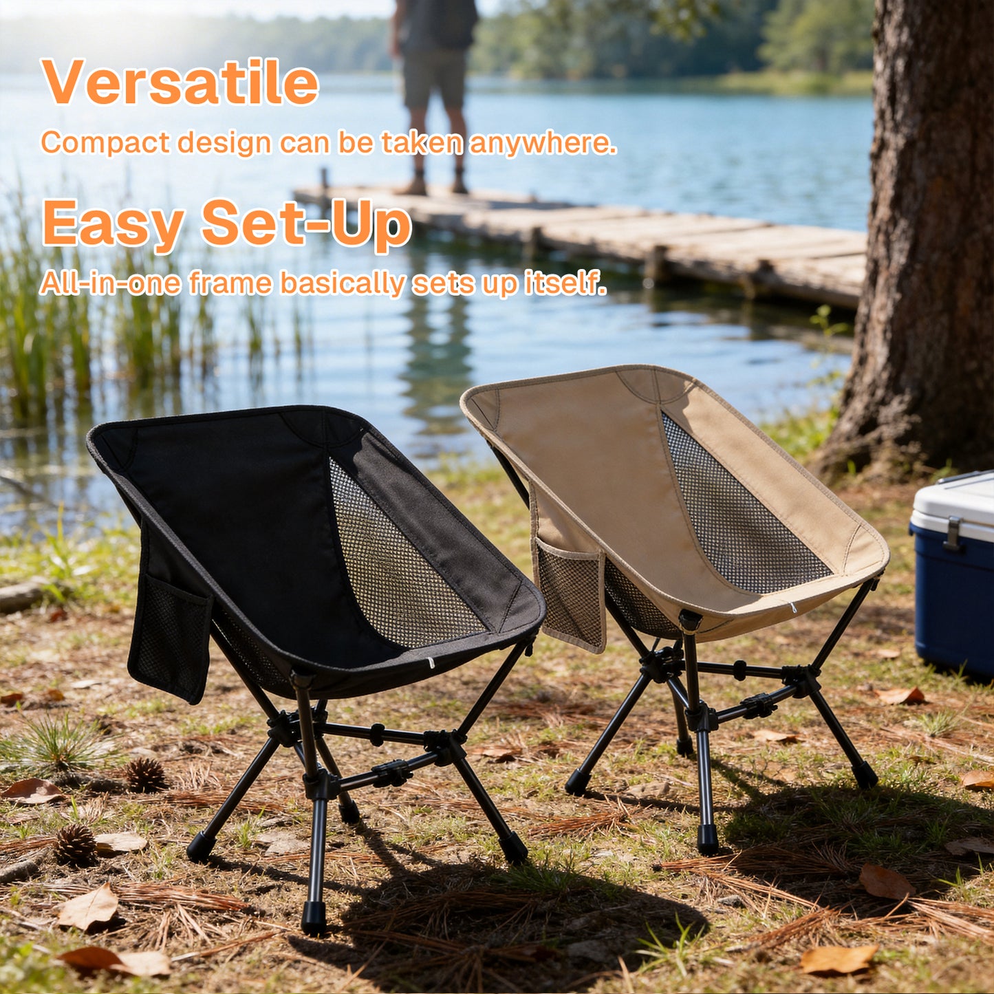 BN-LINK Folding Camping Chair, Portable Backpacking Chair with Carry Bag, Lightweight Hiking Chair for Outdoor Camp, Travel, Beach, Picnic, Black