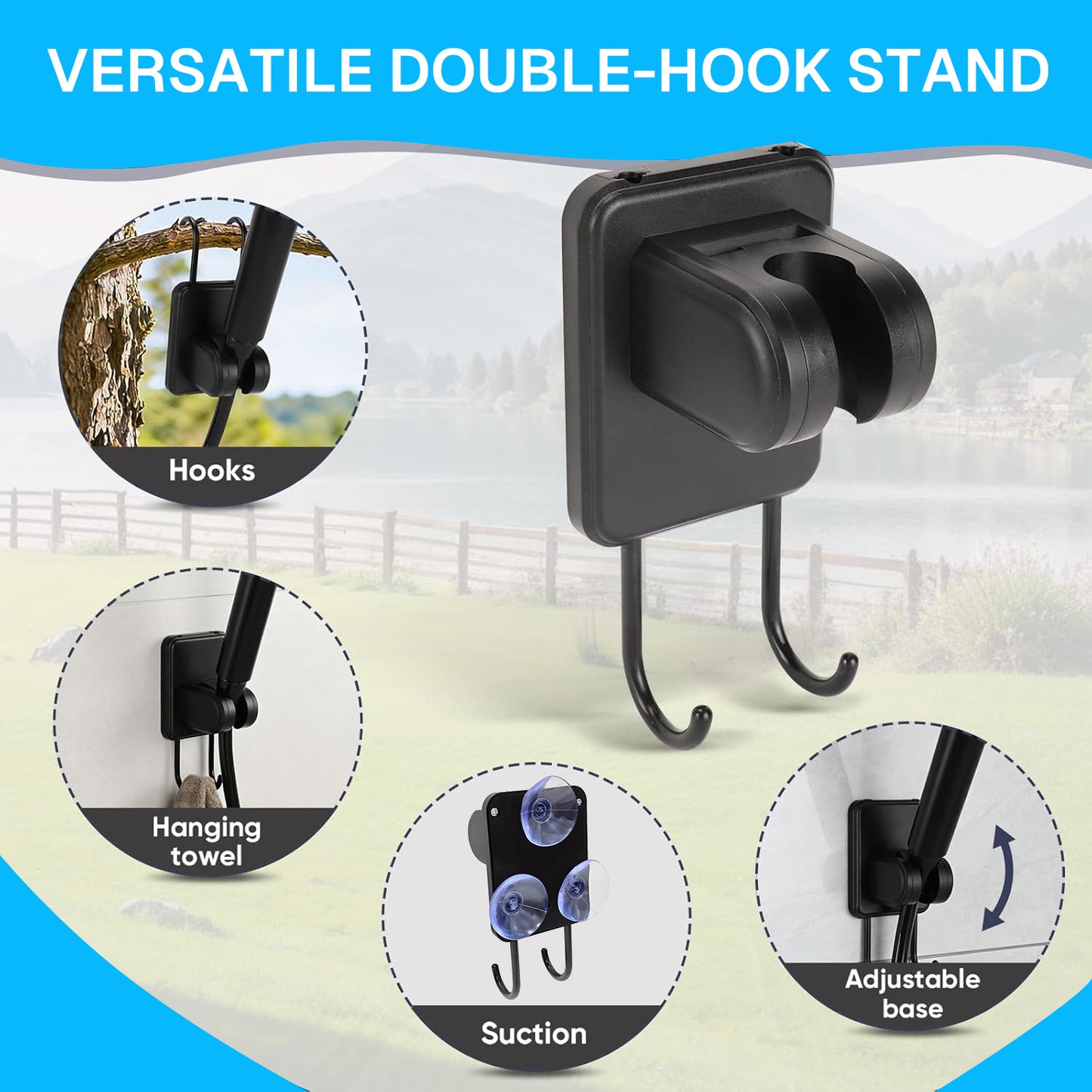 BN-LINK Portable Shower, 6000mAh Rechargeable Camping Shower, LED Display Outdoor Shower for Camping, Beach, Travel, Hiking, Pet Cleaning,Gray