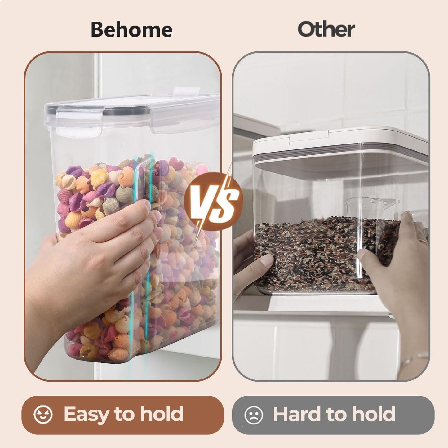 Behome 4 Pack Cereal Containers Storage Set(135.2 oz), Airtight Large Food Storage Containers, BPA-Free Pantry Organization and Storage for Cereal , Rice, Pasta, Includes 24 Labels & Marker Pen