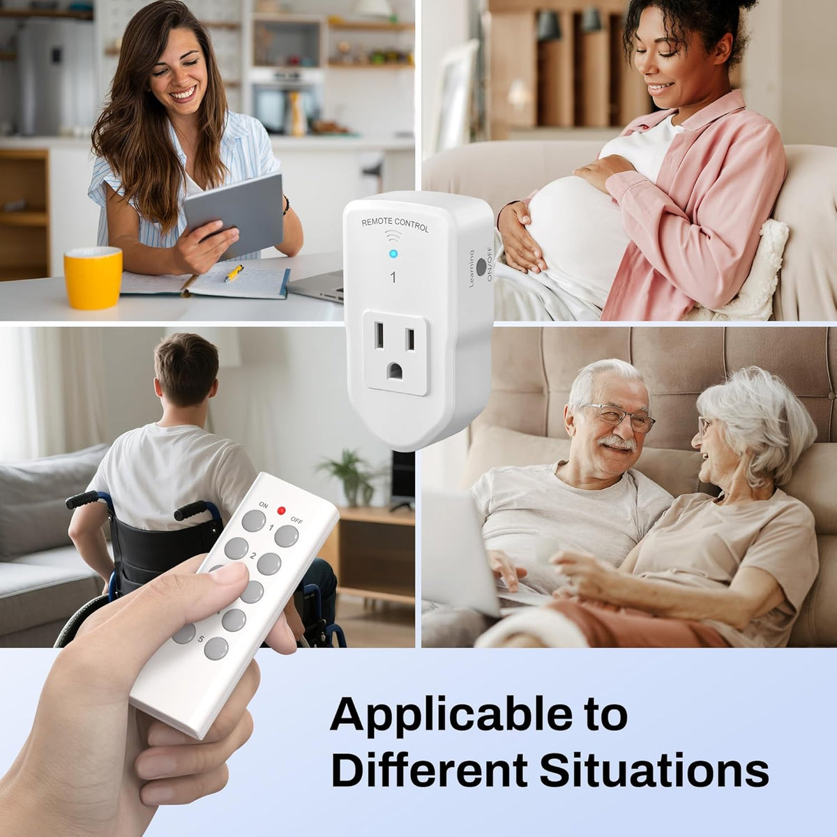 BN-LINK Wireless Remote Control Outlet with Extra Long Range, for Household Appliances, White (2 Remotes + 5 Outlets)