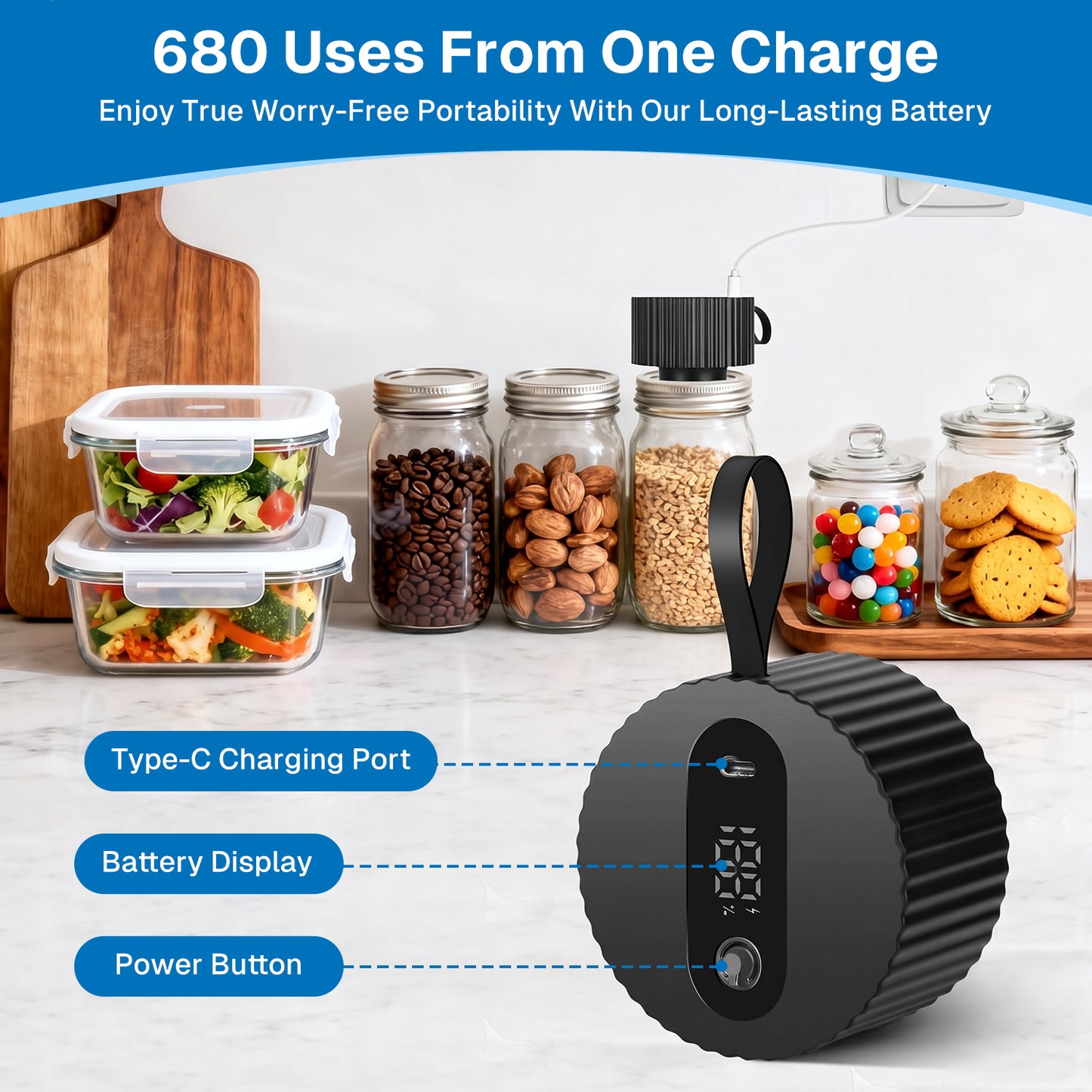 Behome Electric Mason Jar Vacuum Sealer with 20 Pack Lids, Automatic Wide Mouth and Regular Mouth Mason Jar Sealer Kit, Jar Vacuum Sealer for Food Storage and Fermentation, Black