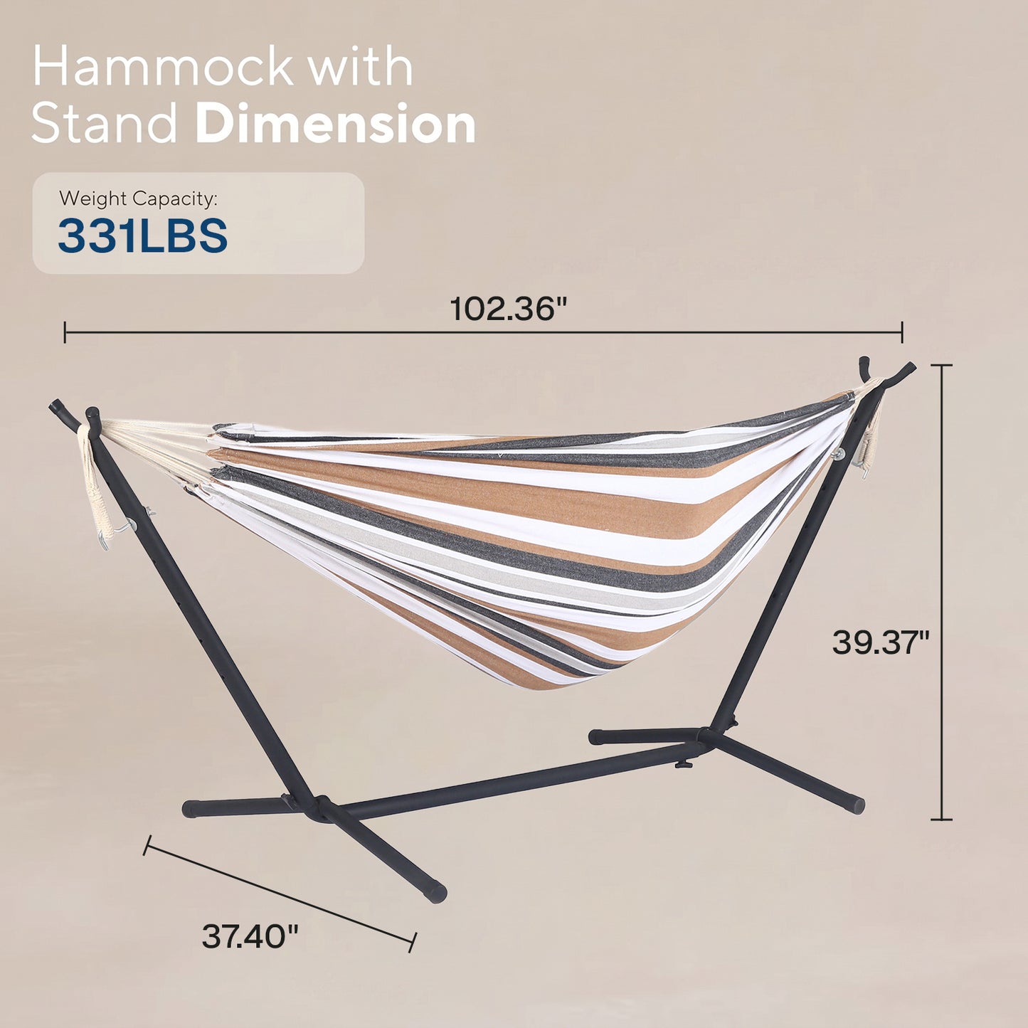 BN-LINK Hammock with Steel Stand, Adjustable Hammock Bed with Carry Bag, 330 lb Capacity Outdoor Hammocks for Outside, Backyard, Garden,Camping