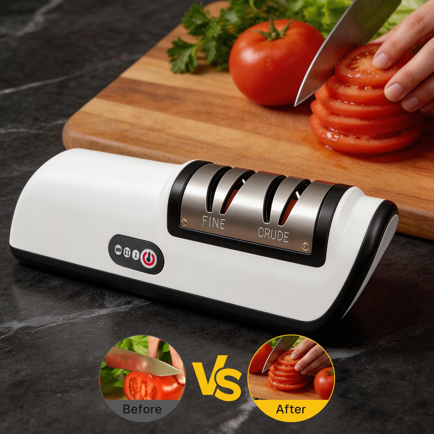 Behome Knife Sharpener, Electric Knife Sharpener for Kitchen, 2 Stages of Coarse Sharpening & Fine Polishing, Fast & Safe Sharpening for Chef Knives, Home Use & Beginners (White)