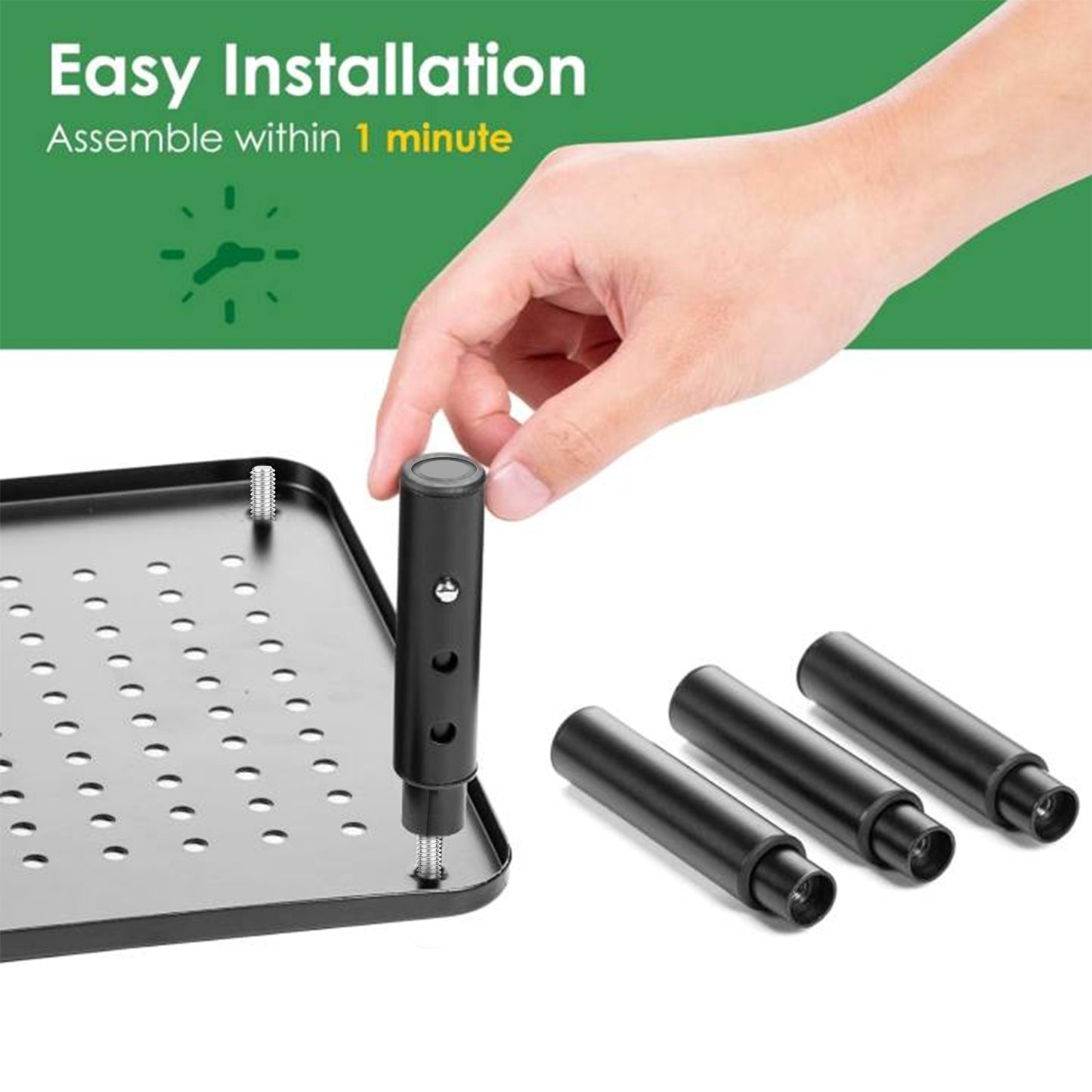 Behome 2 Pack Monitor Stand, Desk Monitor Riser 3 Height Adjustable, Laptop Riser with Airflow Vents, Desktop Stand for Computer, Printer, Monitor, Laptop, Black Steel, 14.57 in