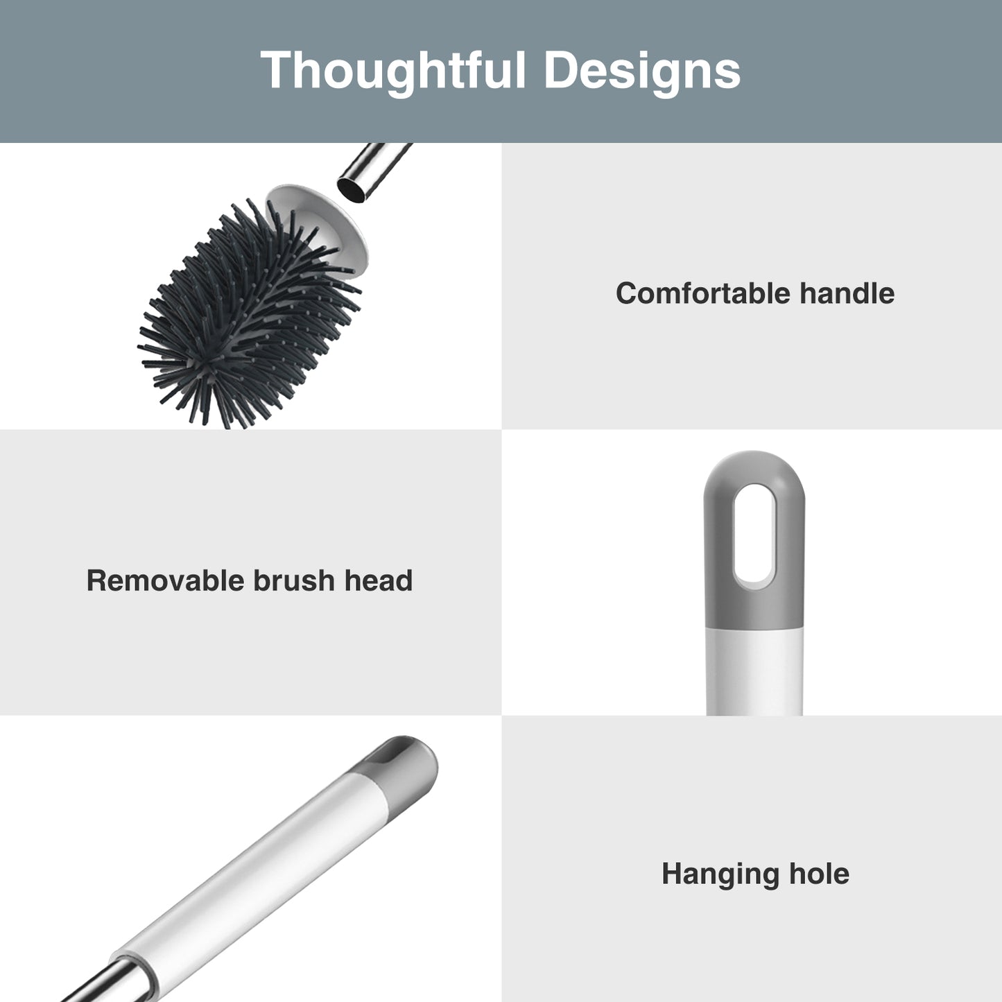 Behome Toilet Bowl Brush and Holder, Silicone Toilet Cleaner Brush with Quick Drying Holder, Deep Cleaning & Drip-Proof, Toilet Brushes for Bathroom