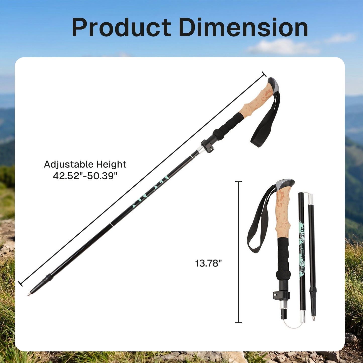 BN-LINK Trekking Poles,2 Pack Collapsible Aluminum Hiking Poles with EVA Grip & Storage Bag, Adjustable-Height Hiking Sticks for Hiking, Camping, Backpacking,Walking