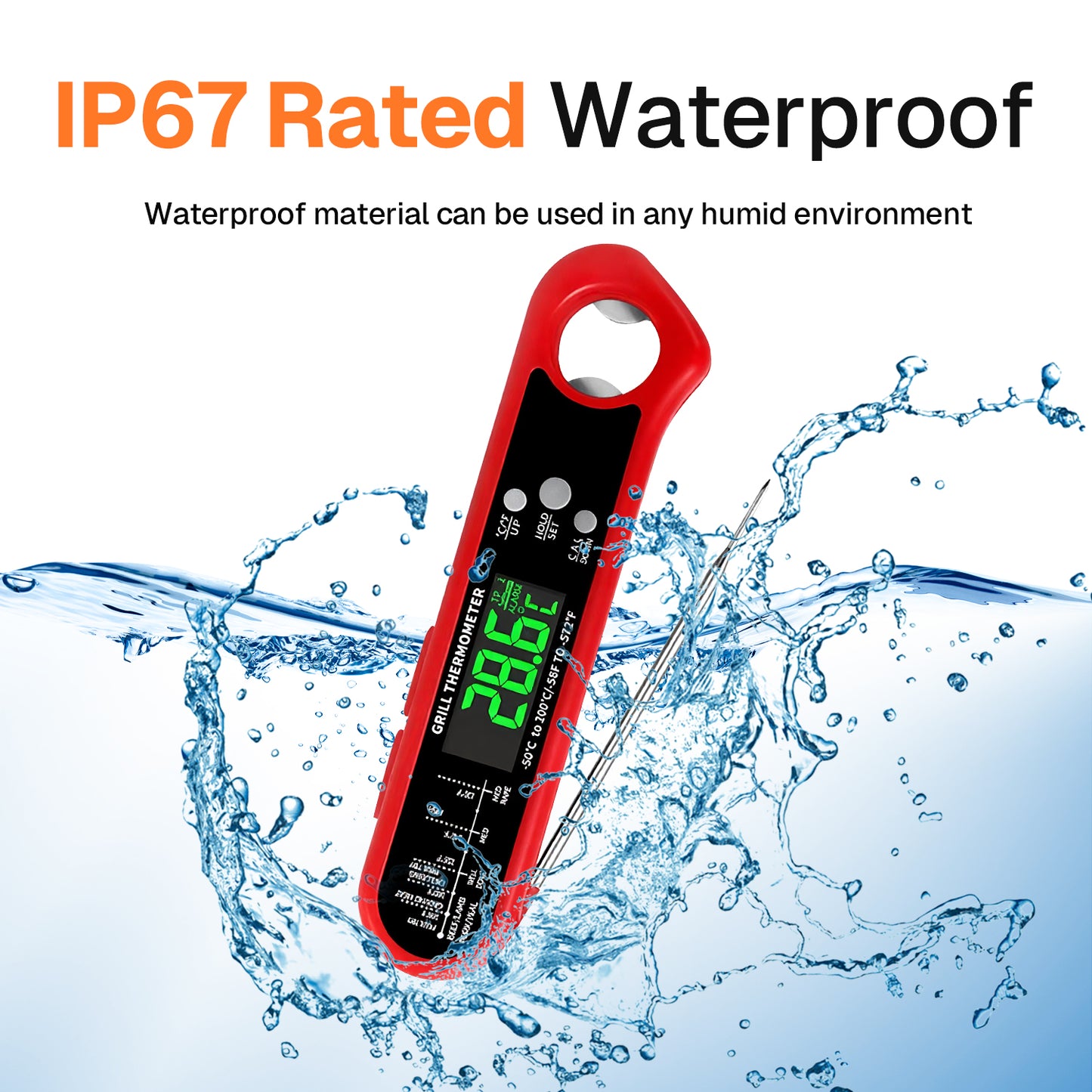 Behome Meat Thermometer, Instant Read Meat Thermometer Digital with Dual Probe, Waterproof Food Thermometer for BBQ,Grill, Fry, Oven, Candy Making