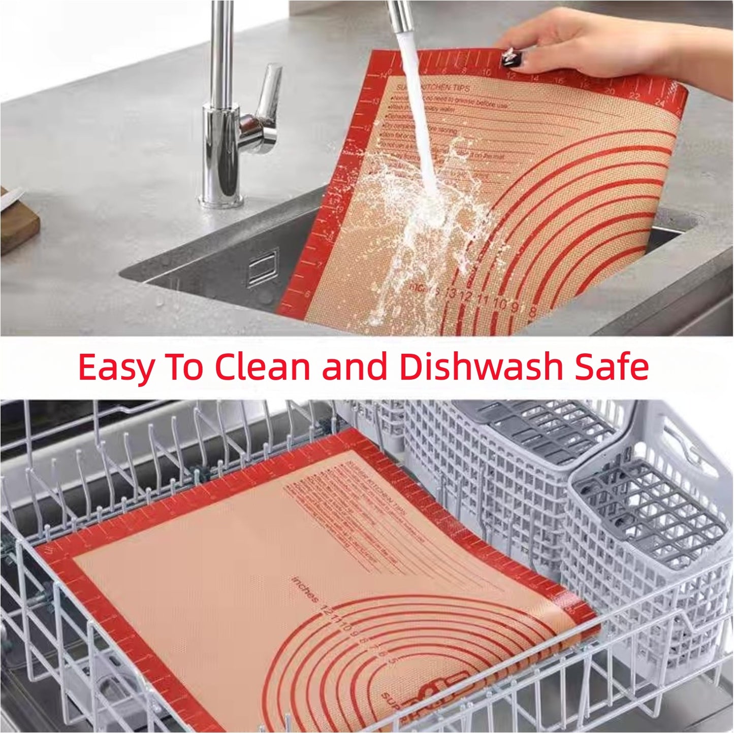 Behome Silicone Baking Mat, 28x20 Inch Extra Large Cookie Bread Rolling Mats Sheet, Non Slip Non Stick Silicone Mats for Kitchen Counter