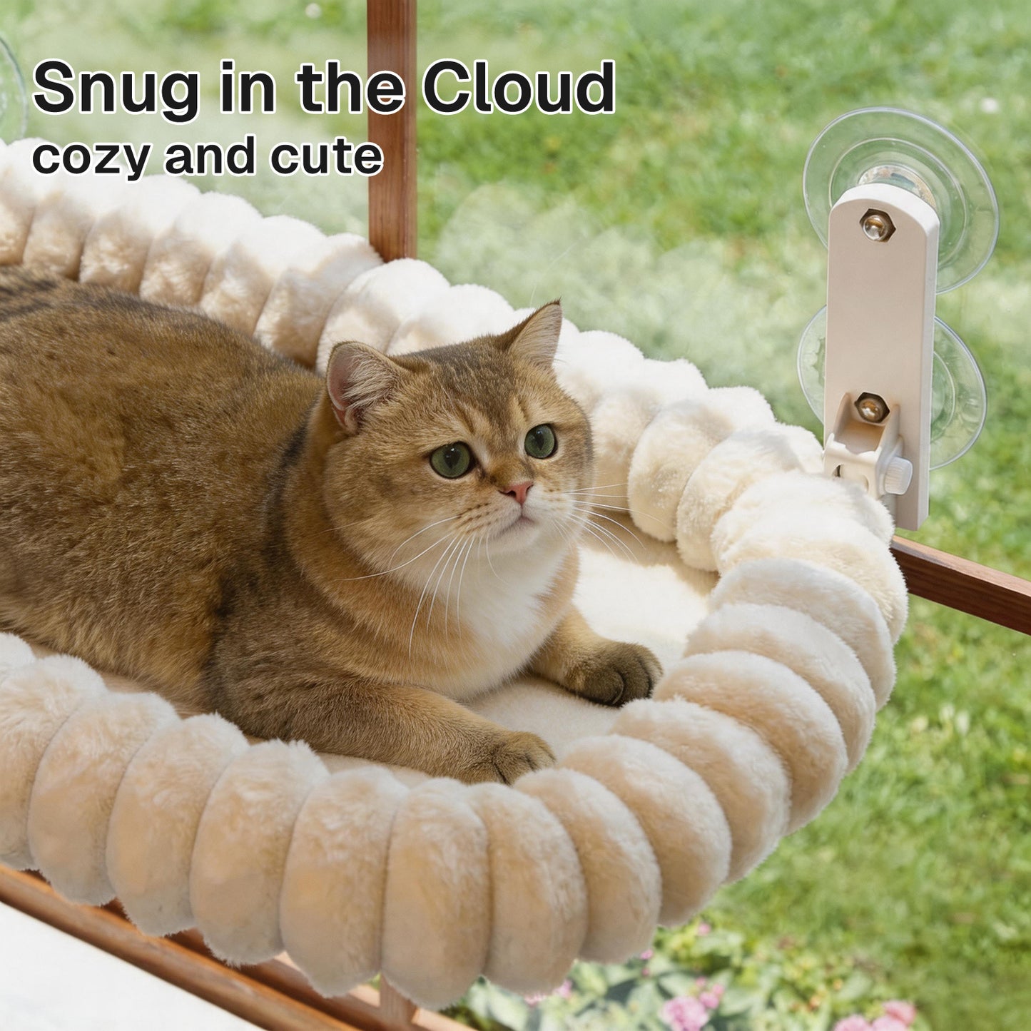 Behome Cat Window Perch, Window Hammock for Cats with 4 Strong Suction Cups, Sturdy Hammock Window Seat with Cushion Bed Cover, Indoor Cat Bed