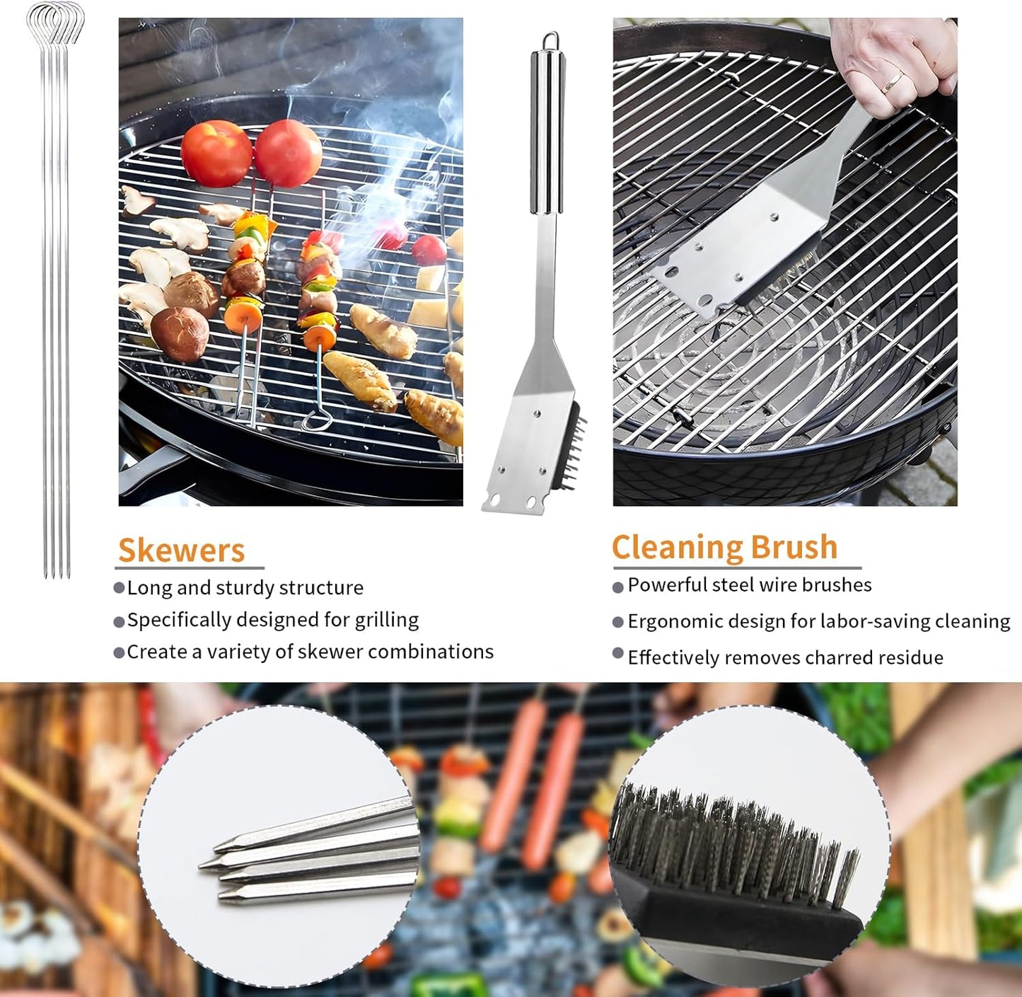 BN-LINK 20pcs BBQ Grill BBQ Accessories, Stainless Steel Grill Tools Set with Carry Bag,Barbecue Grill Accessories,BBQ Utensils,Camping & Tailgating