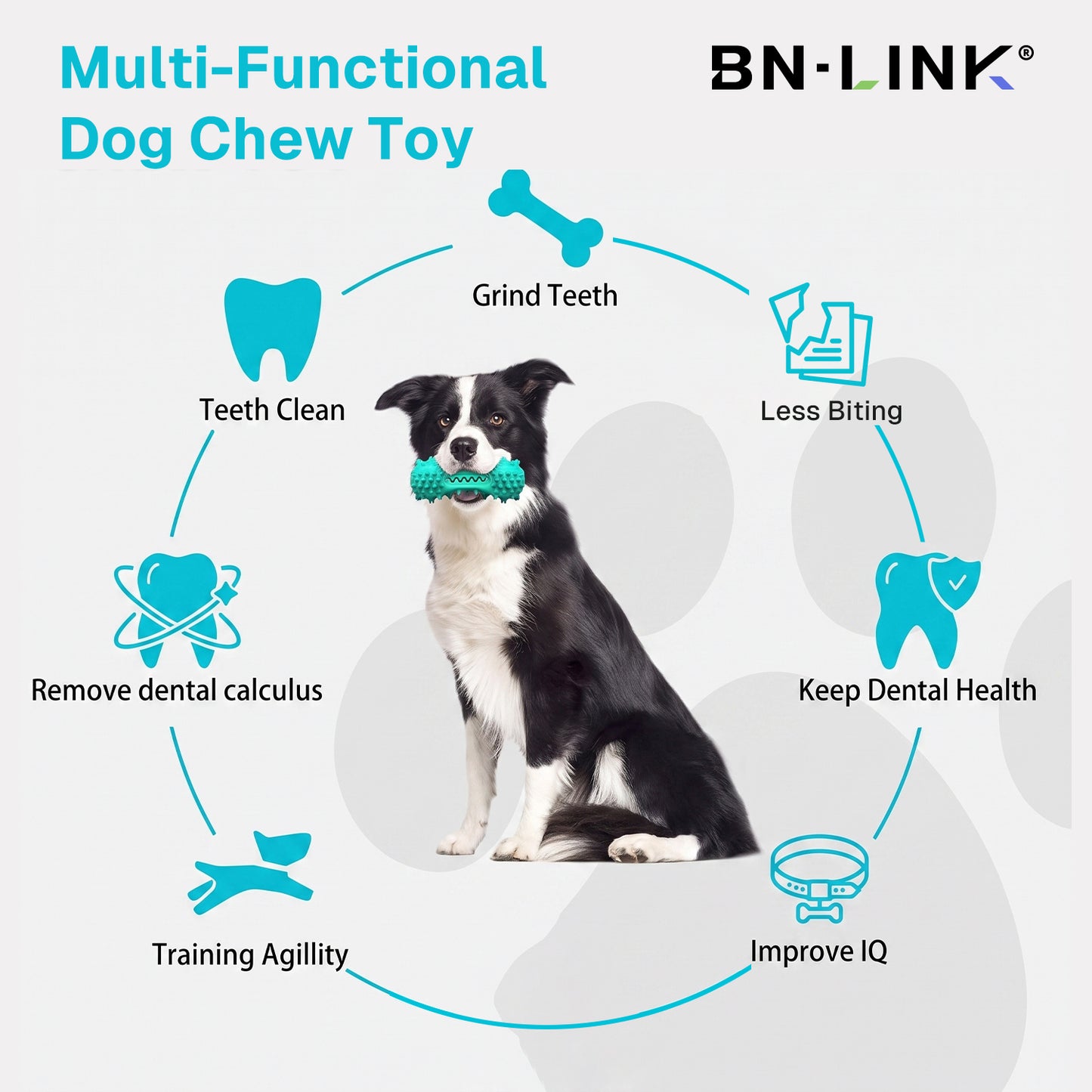 BN-LINK Squeaky Dog Chew Toy, Tough Durable Dog Toy with Toothbrush, Indestructible Dog Toy for Aggressive Chewers, Large Medium Breed, Teeth Cleaning