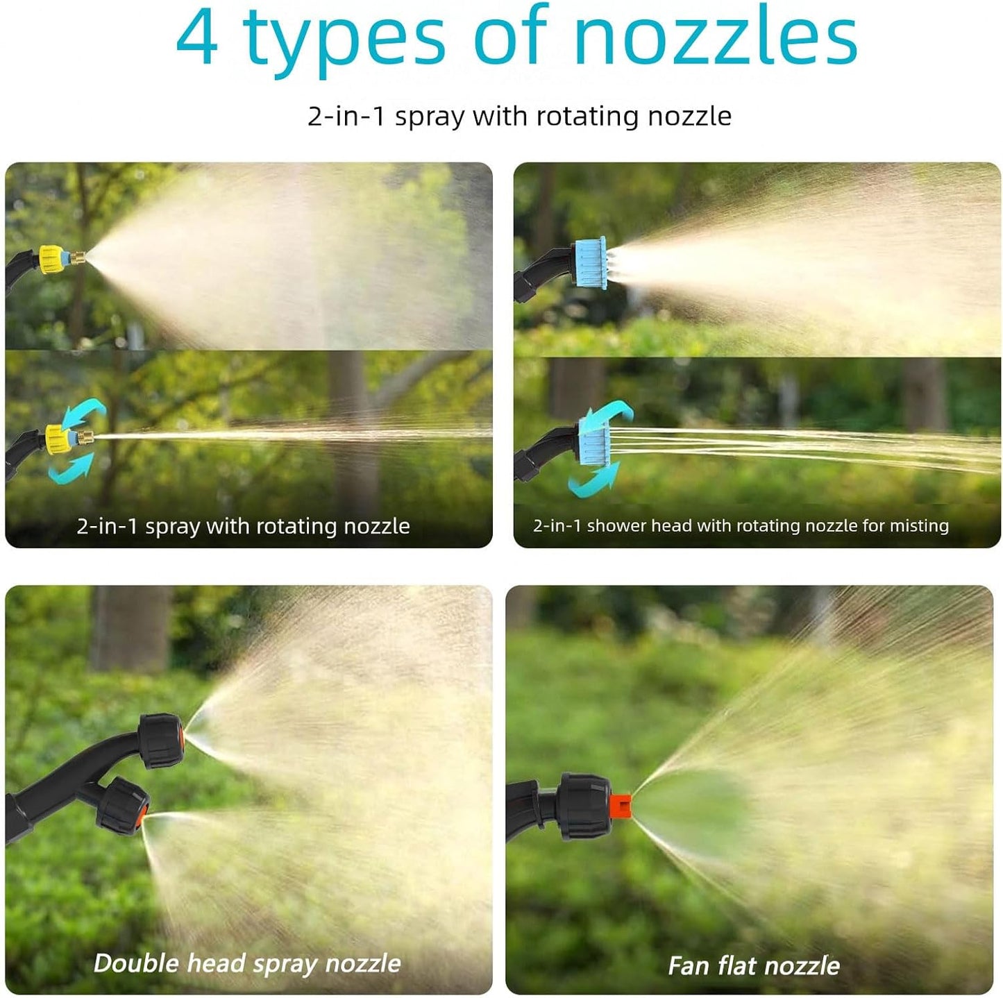 BN-LINK 1.3 Gallon Battery Powered Sprayer, Electric Sprayer with 4 Nozzles, 3 Adjustable Speed, Retractable Wand & Battery Indicator, Backpack Sprayer for Garden, Yard, Lawn