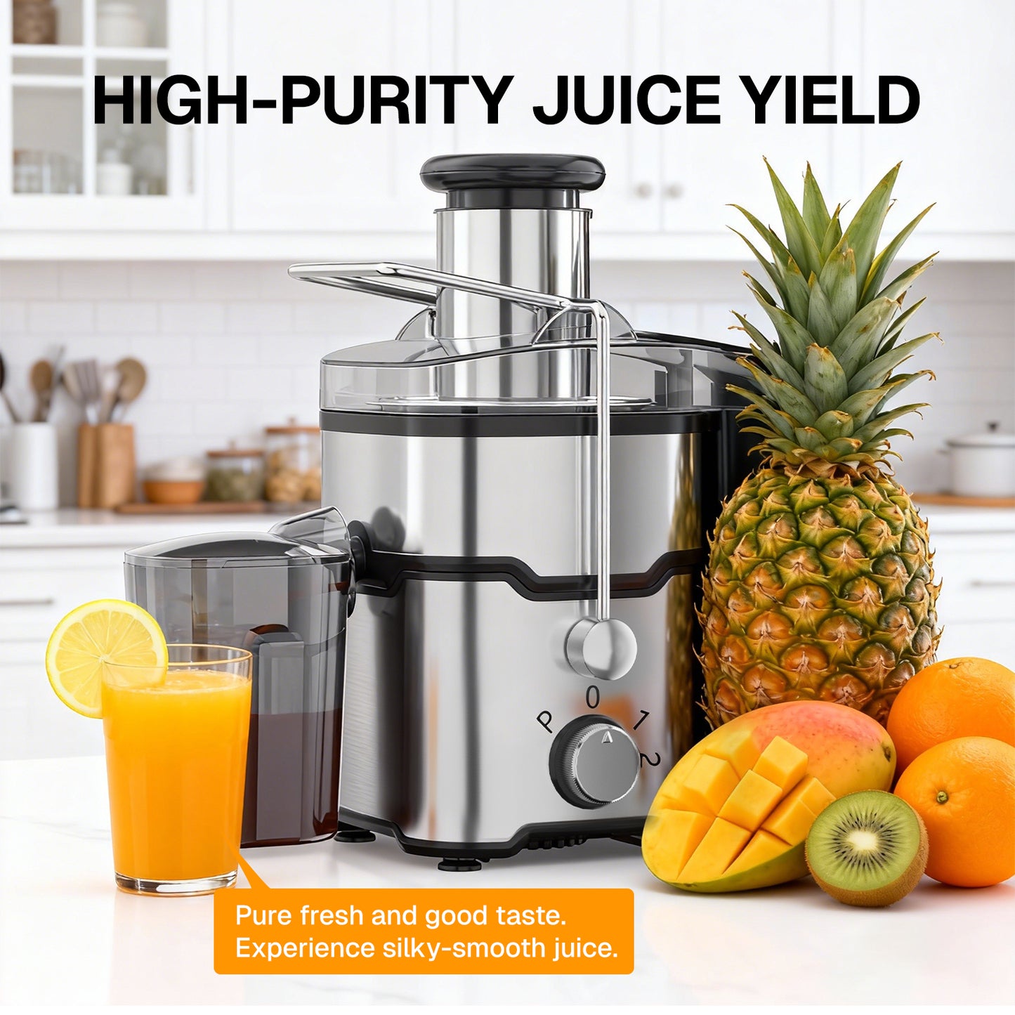 Behome Juicer Machines, 400W Juice Extractor with 2 Speeds,Centrifugal Juicer with 2.6" Wide Feed Chute for Vegetable&Fruit, Easy to Clean, Black