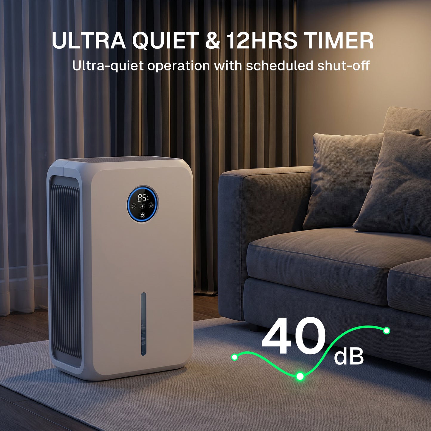 Behome Dehumidifier, 95OZ Dehumidifiers for Home (646 Sq.Ft), Auto Shut off Smart Dehumidifiers for Bedroom Basement Bathroom,White